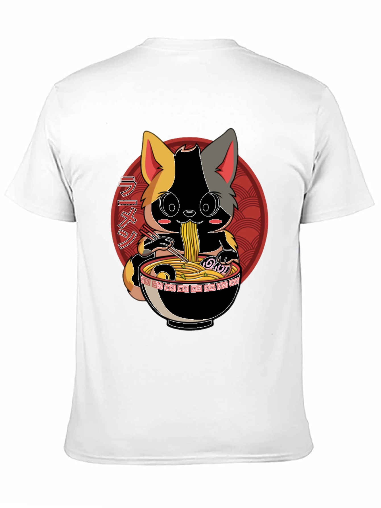 Black Ramen Cat T-Shirt - Anime Style view 11