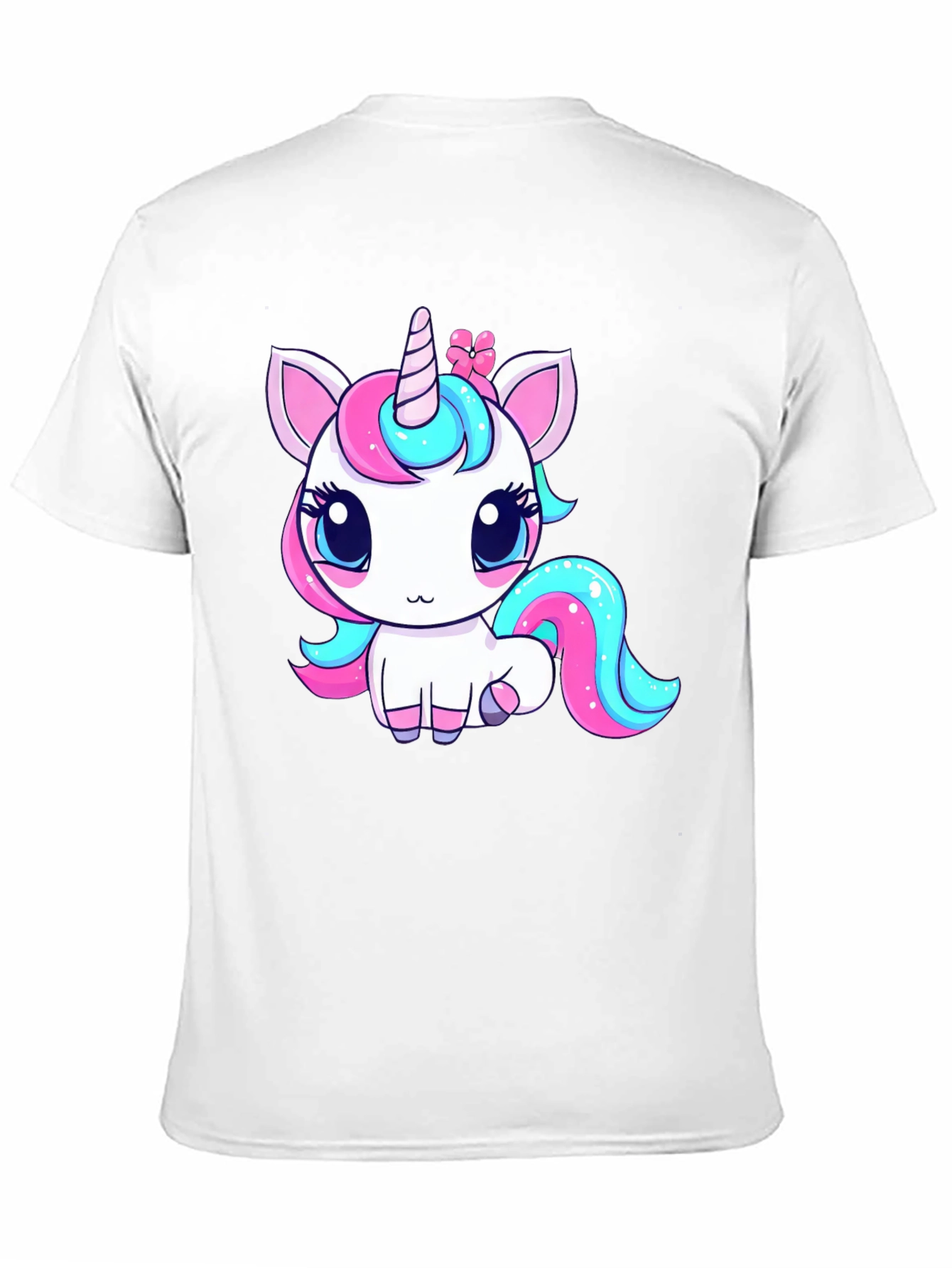 Black Cute Cartoon Unicorn Black T-Shirt view 11
