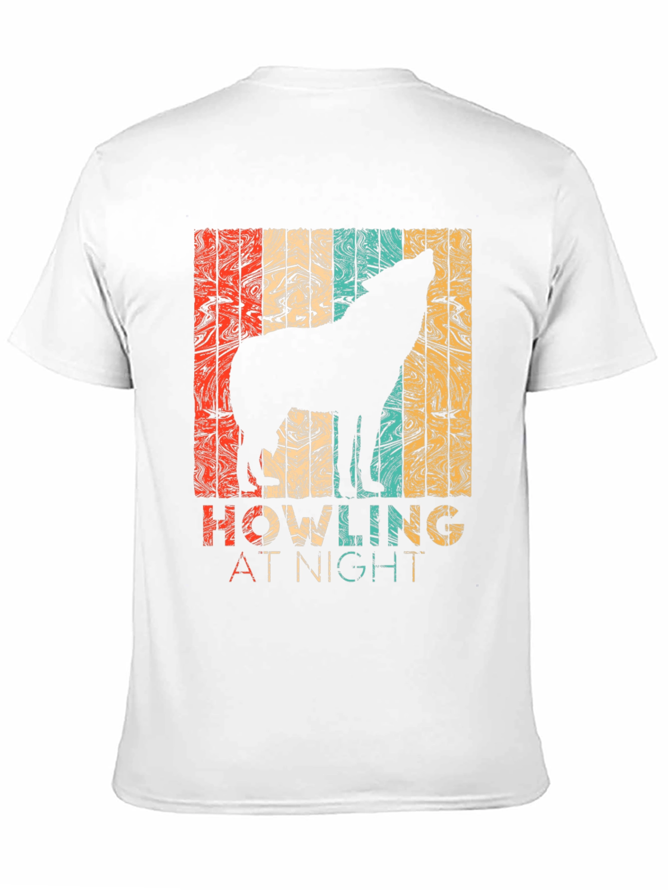 Black Retro Wolf Howling at Night Graphic T-Shirt view 11