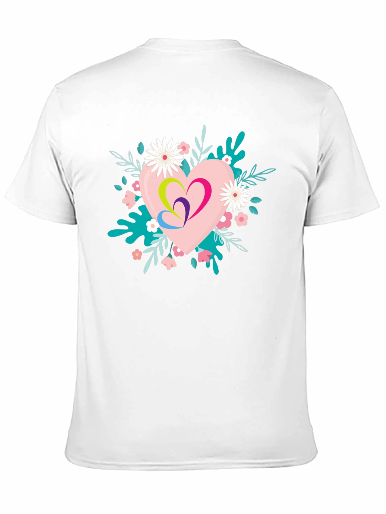 Black Floral Heart Graphic Black T-Shirt view 11