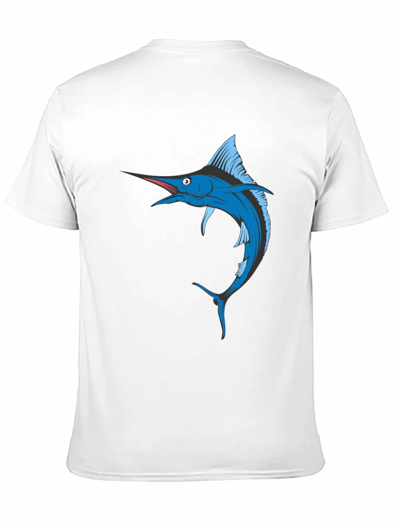 Black Blue Marlin Fish Graphic T-Shirt - Black Cotton Tee view 11