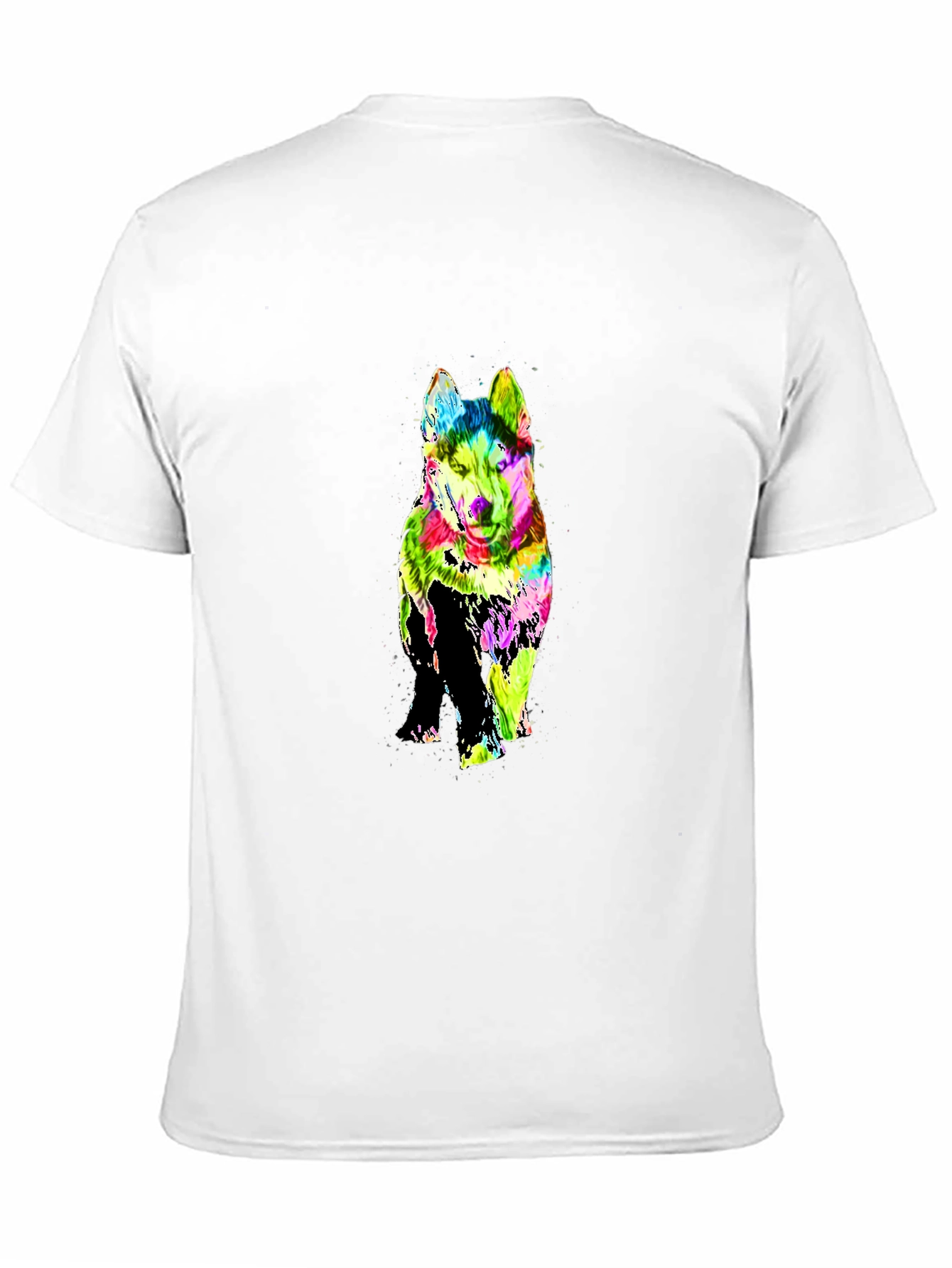 Black Colorful Husky Graphic Print Black T-Shirt view 11