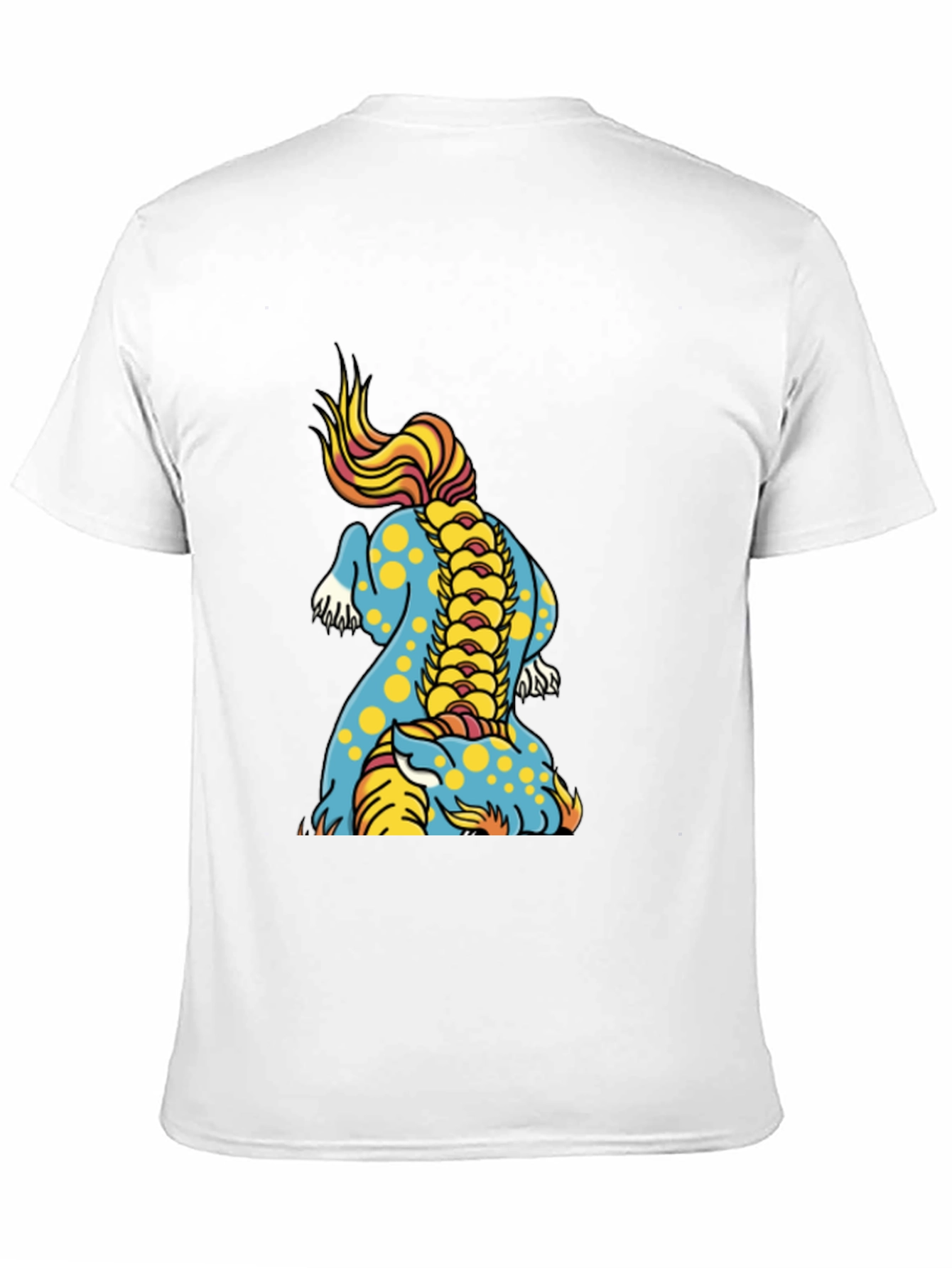 Black Men's Black T-Shirt with Colorful Dragon Design view 11