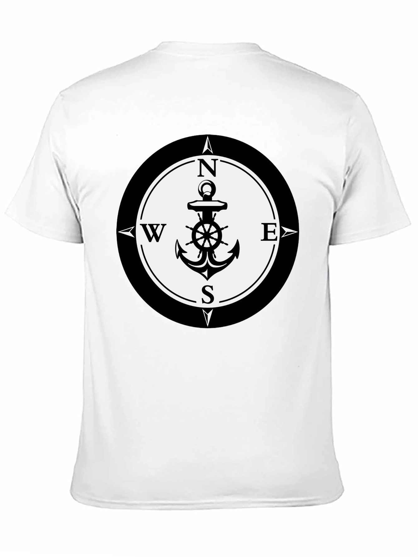 Black Nautical Anchor Compass Rose Graphic Tee - Black view 11