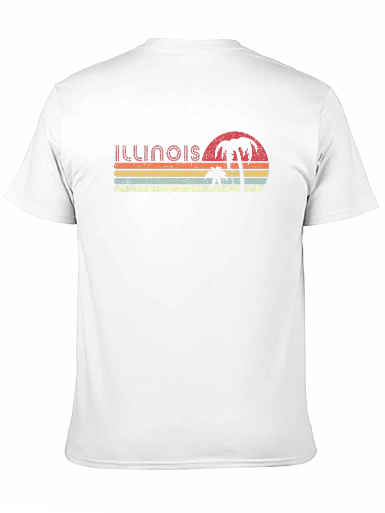 Black Retro Illinois Palm Sunset T-Shirt view 11