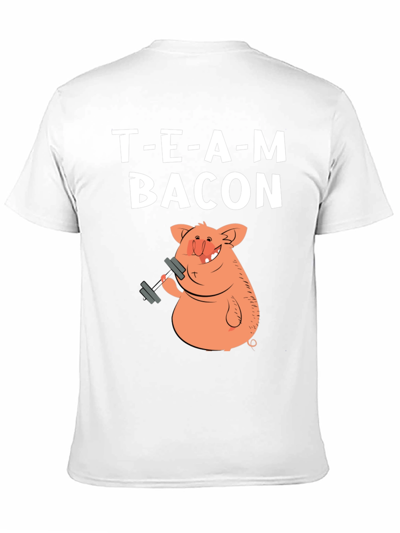Black Team Bacon Pig Lifting Weights Graphic T-Shirt view 11