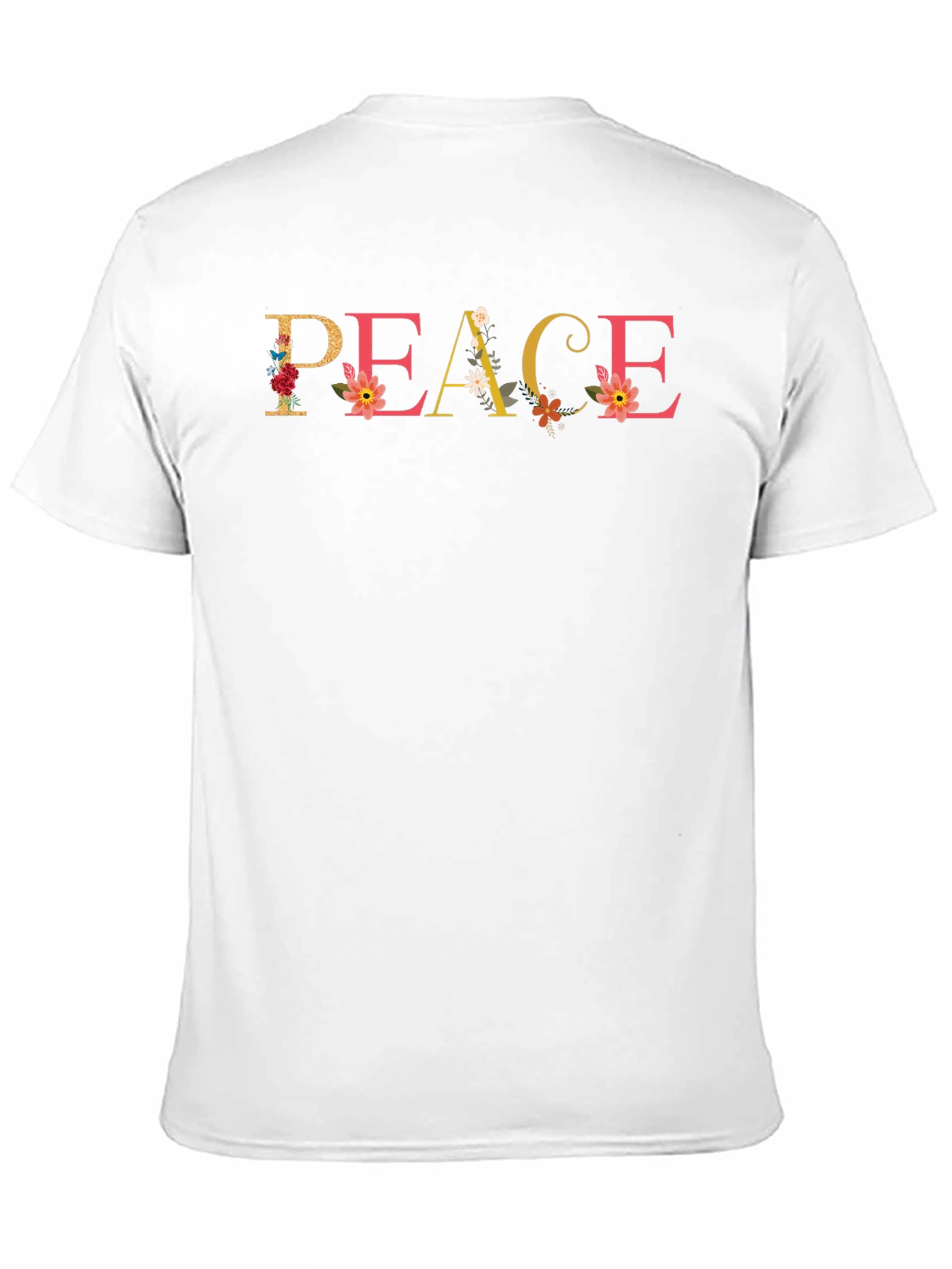 Black Floral Peace Graphic Tee - Black Crew Neck Shirt view 11