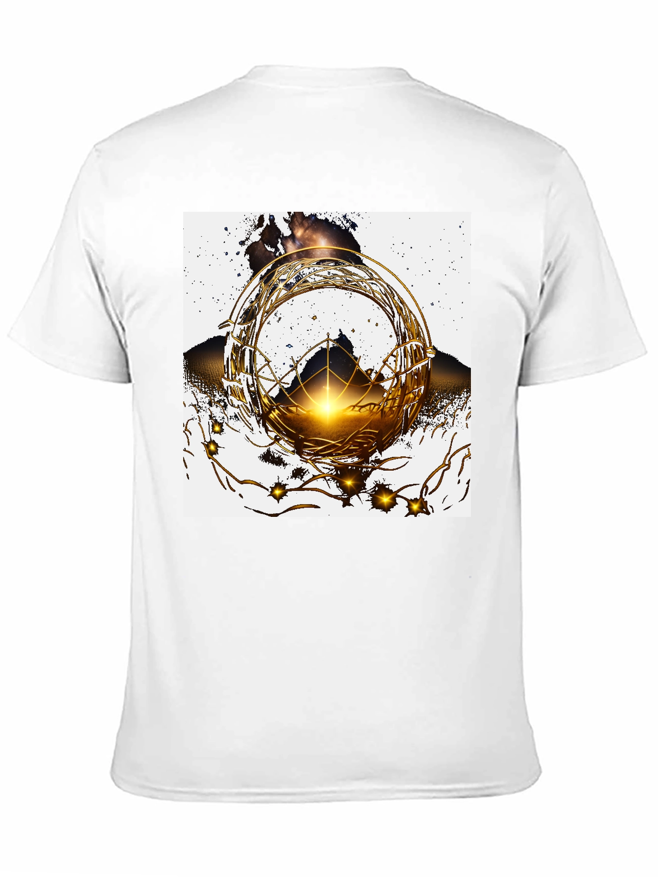 Black Geometric Gold Design Black T-Shirt view 11