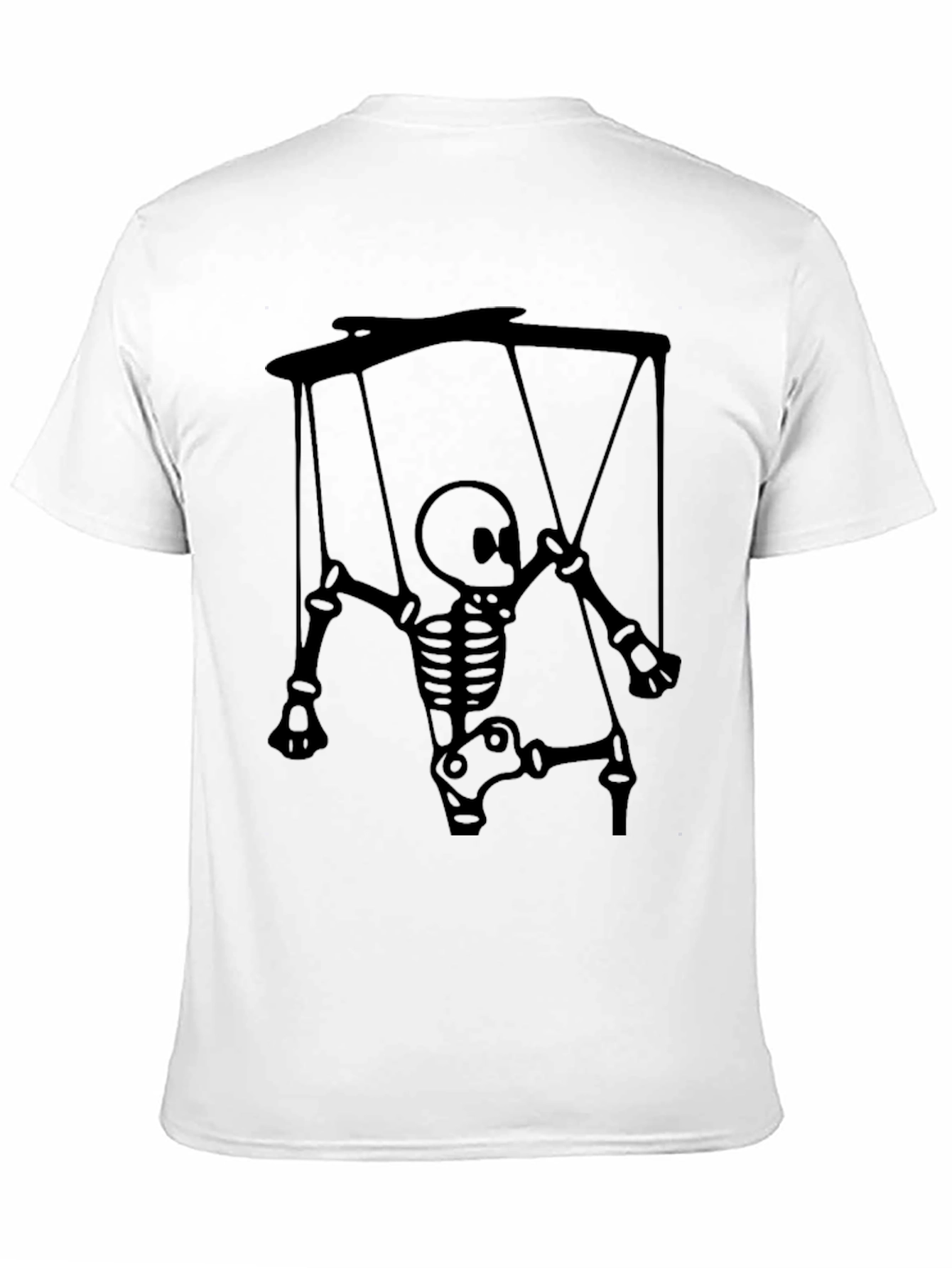 Black Skeleton Puppet Graphic Tee - Unique Halloween Shirt view 11