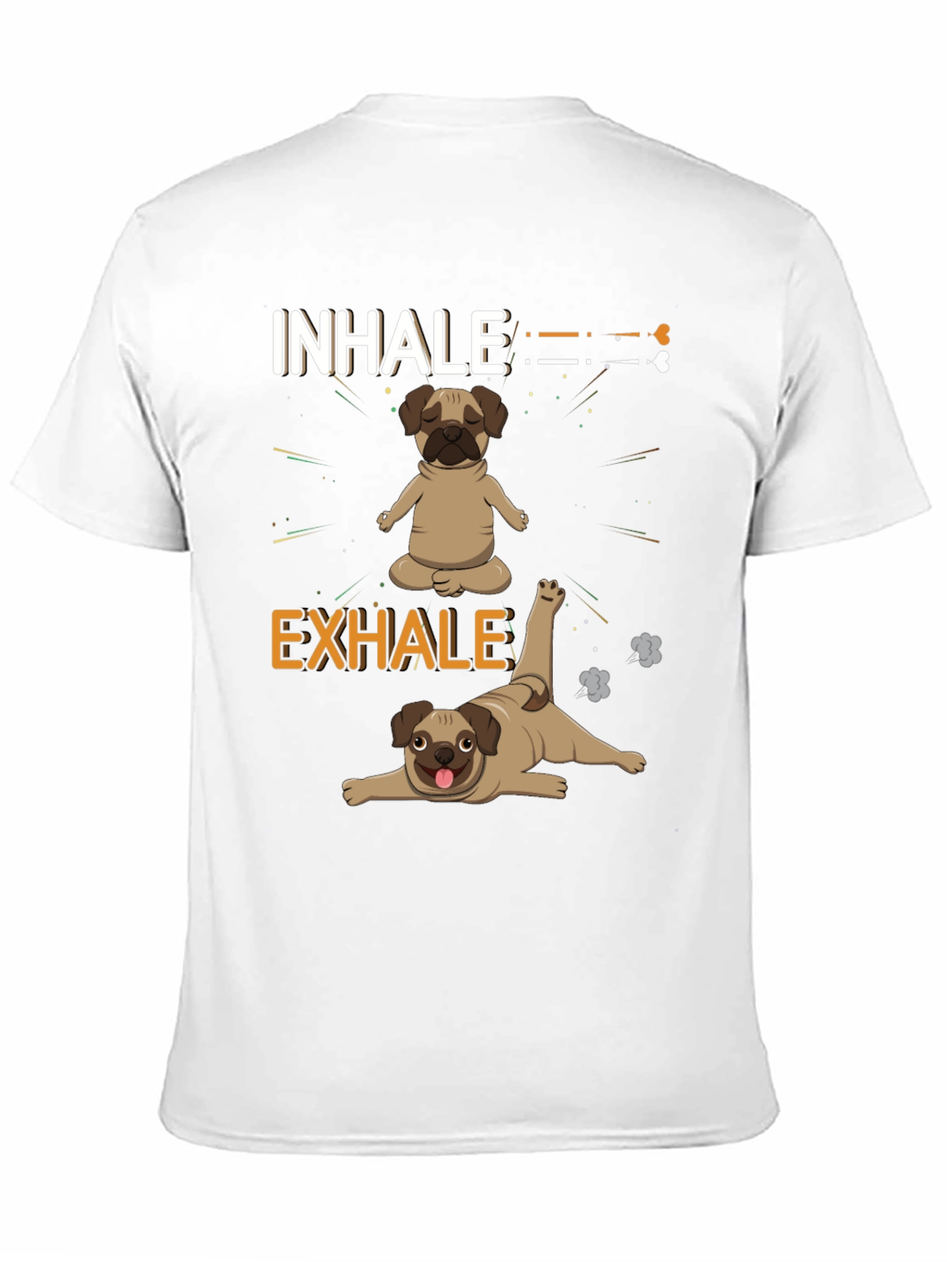 Black Yoga Pug T-Shirt: Inhale Exhale Funny Dog Tee view 11