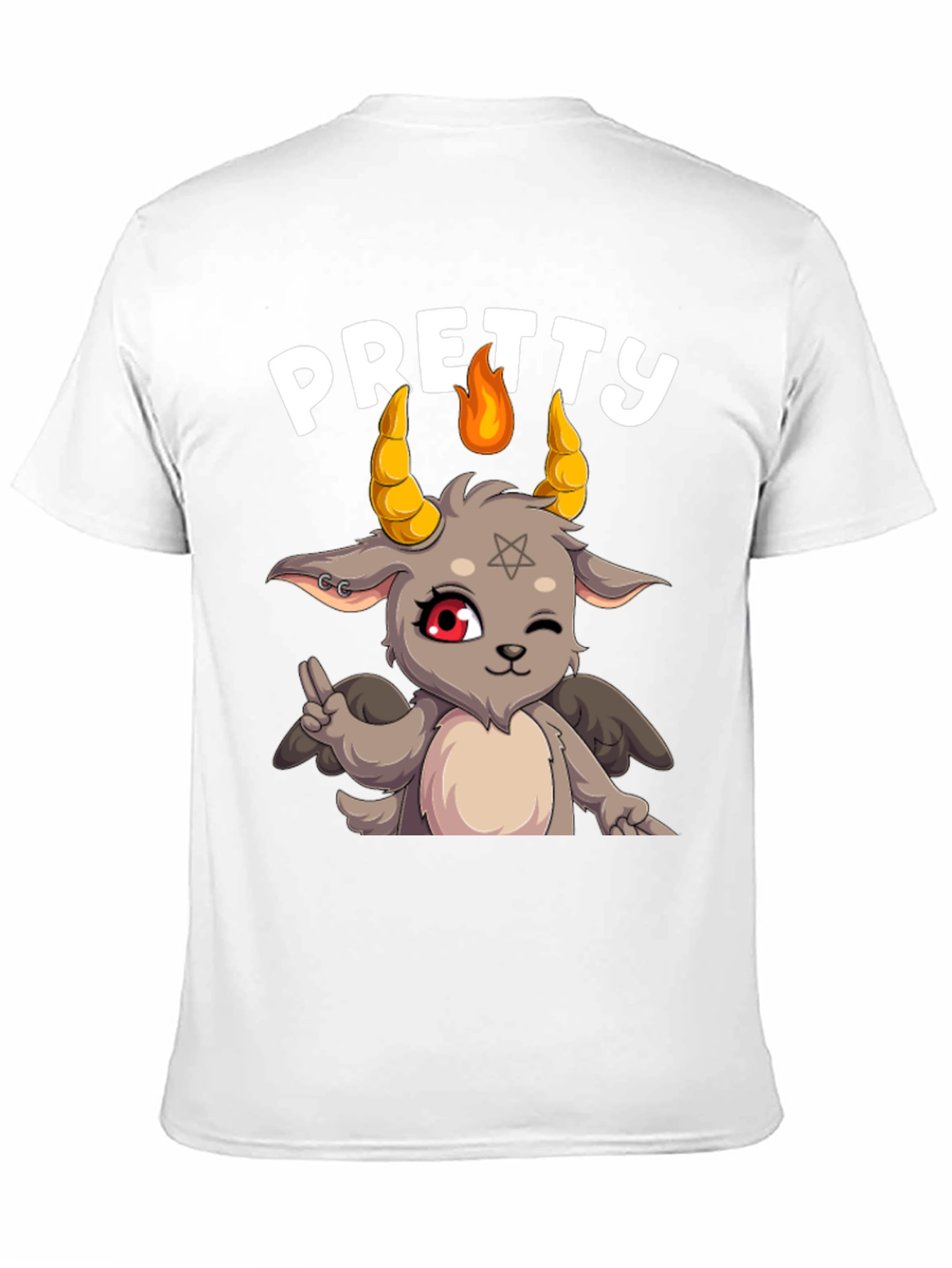 Black Pretty Baphomet Graphic Tee - Cute Satanic Goat T-Shirt view 11