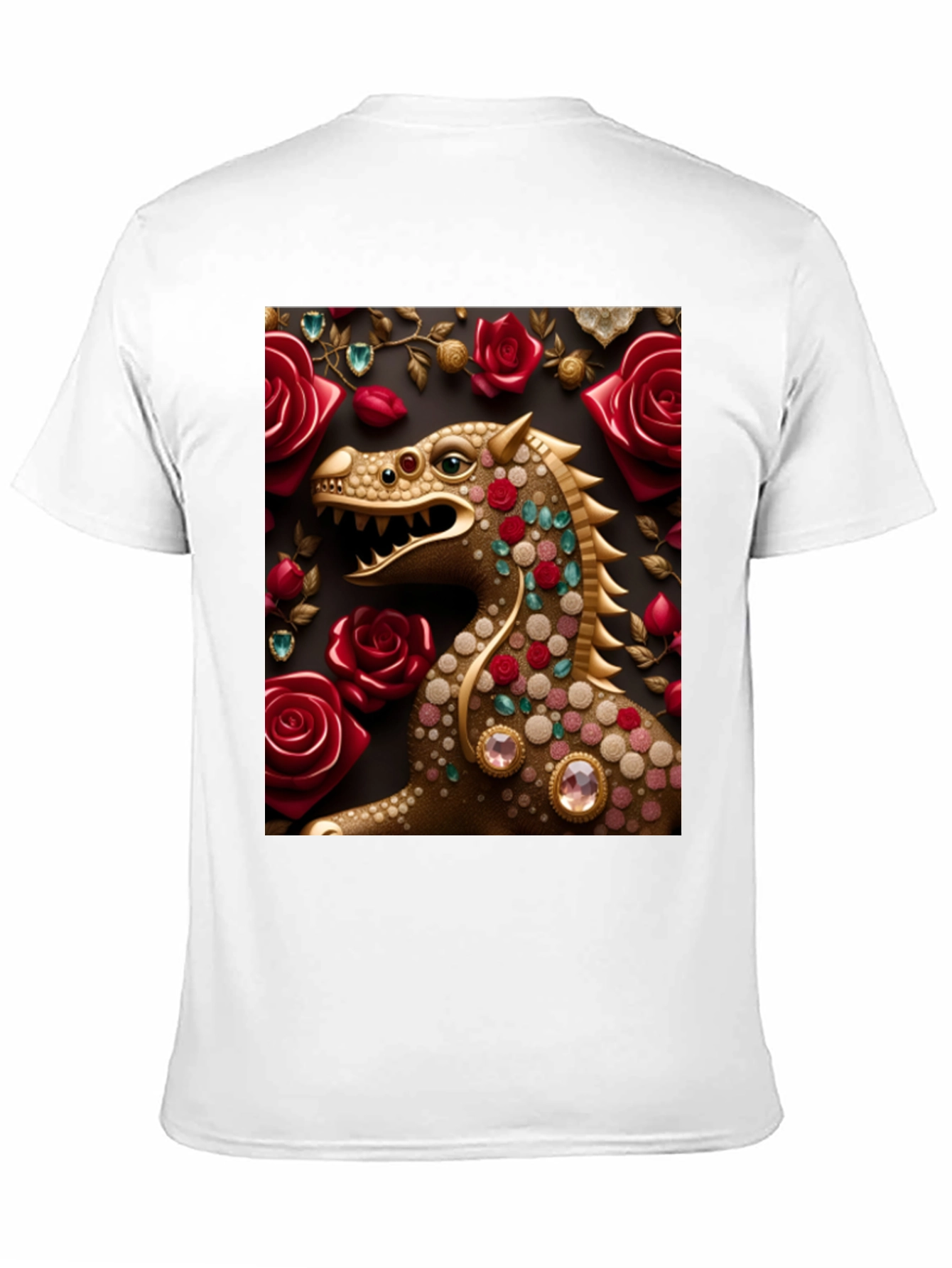 Black Dragon and Roses Graphic T-Shirt view 11