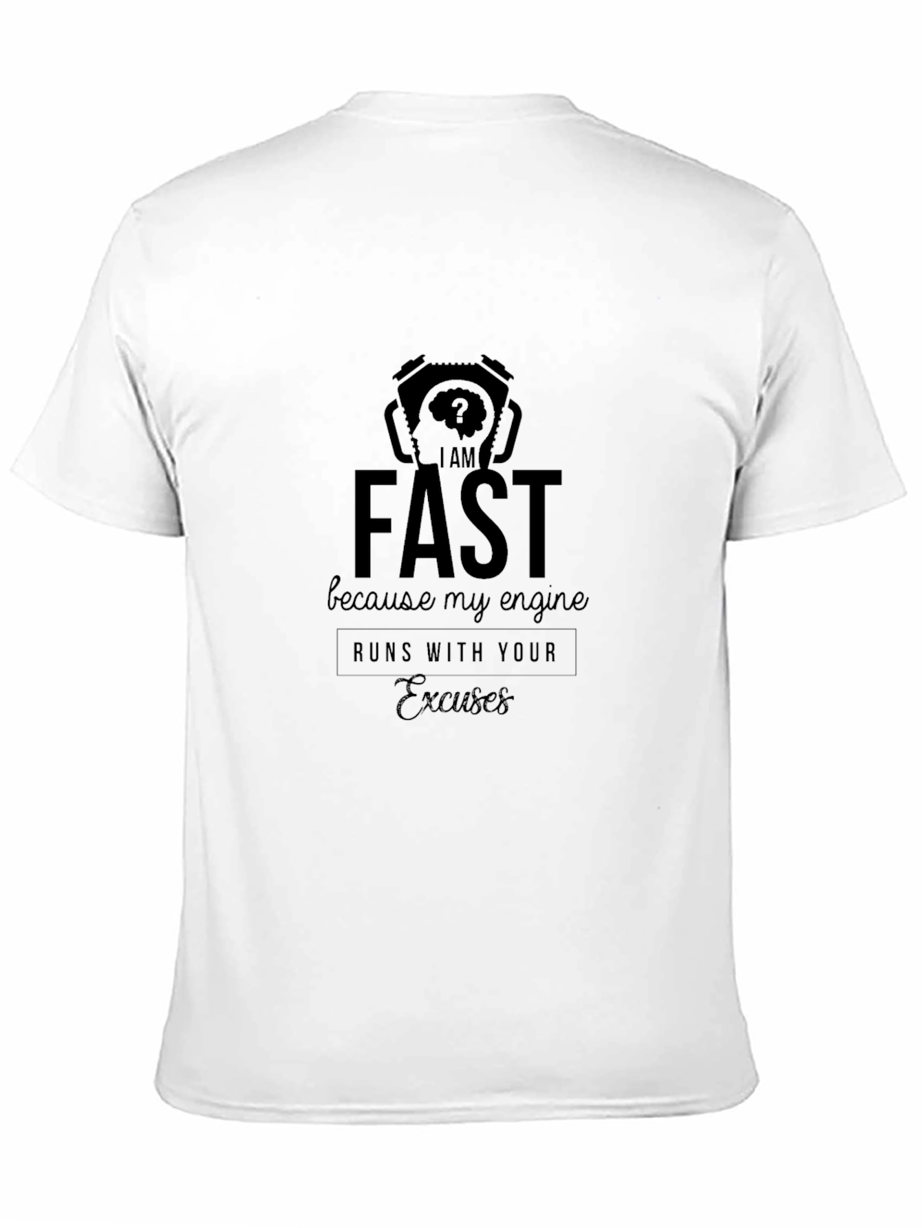Black I am Fast Engine Humor T-Shirt view 11