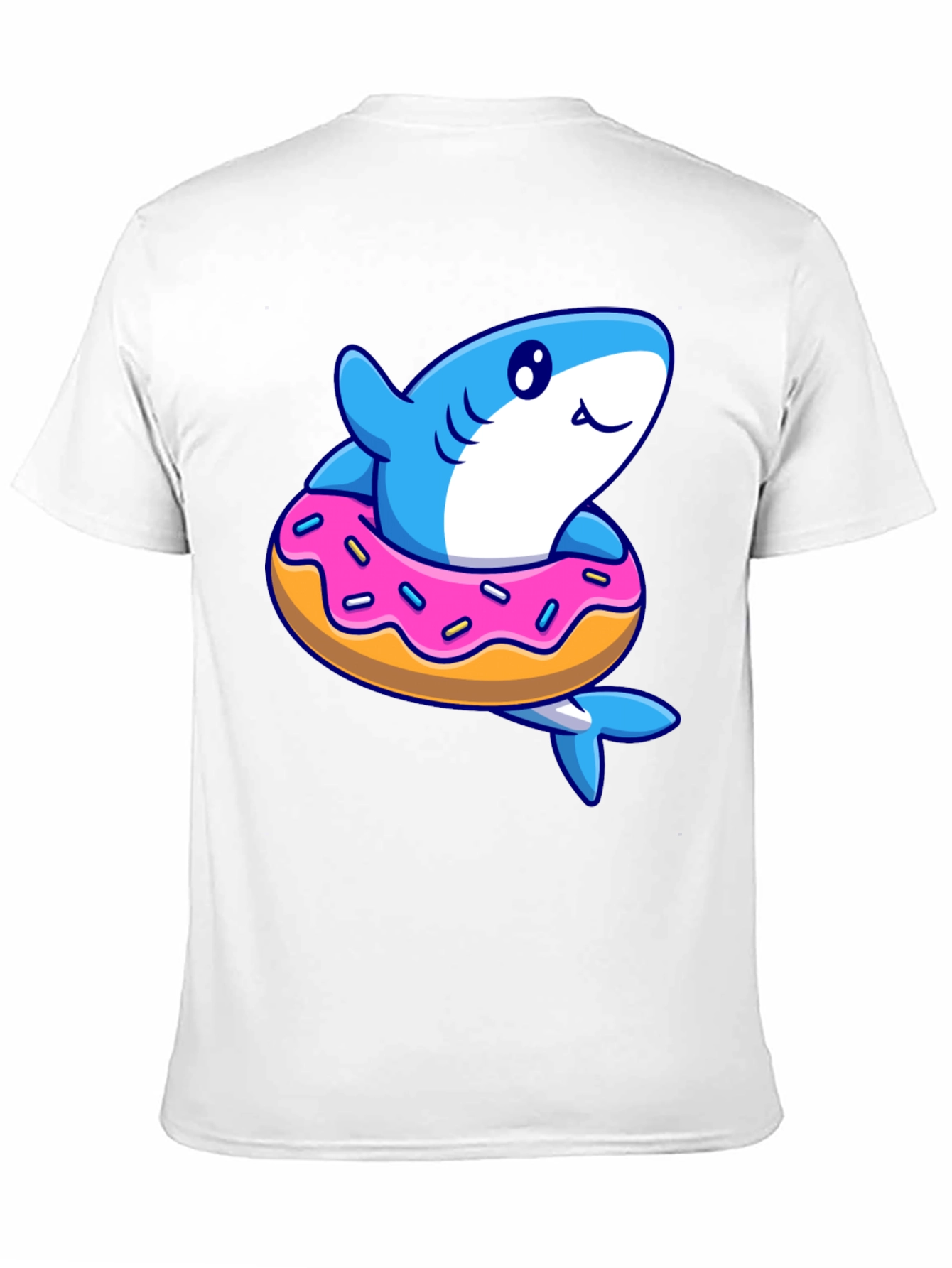Black Shark Donut T-Shirt - Fun Cartoon Graphic Tee view 11