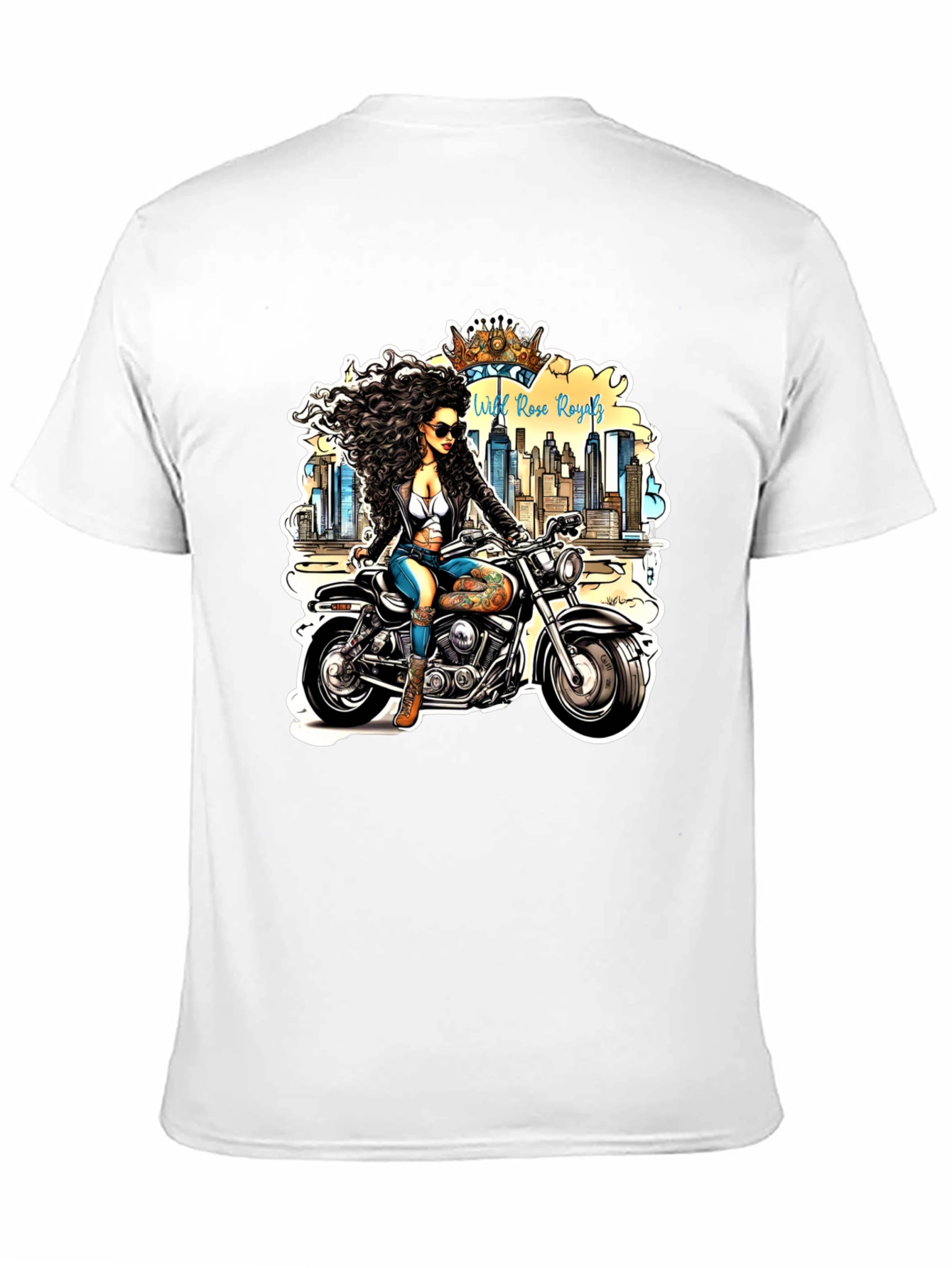 Black Wild Rose Royals Biker T-Shirt view 11
