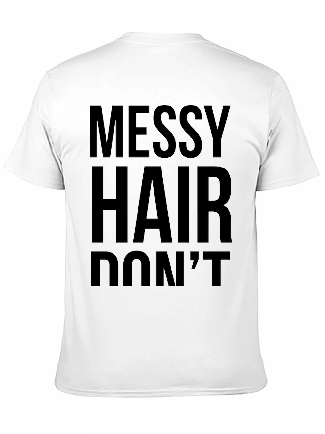 Black Messy Hair Don't Care Graphic Tee - Classic Black T-Shirt view 11