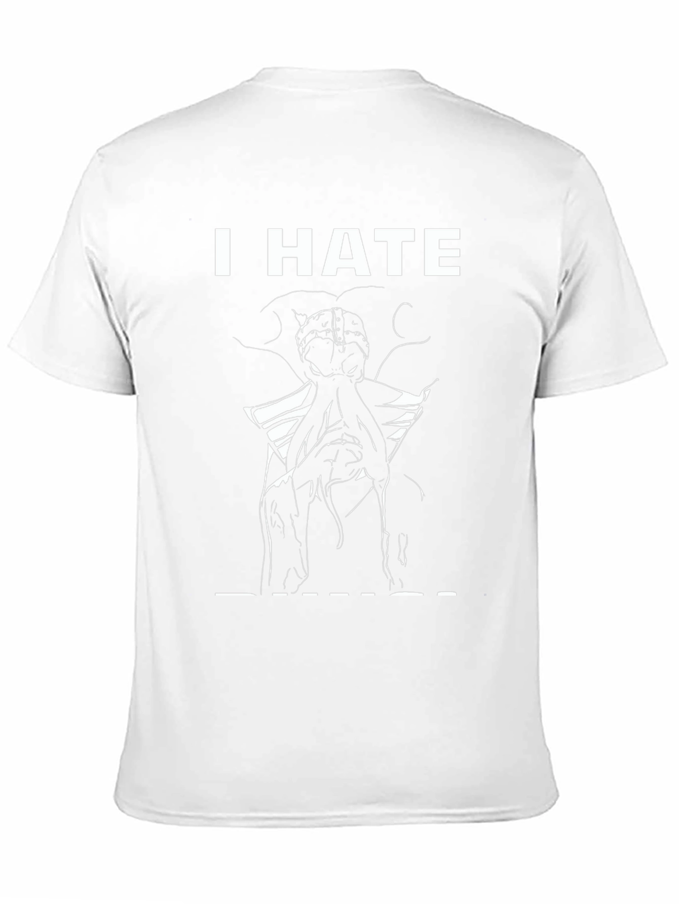 Black I HATE Brain Octopus Tee - Black Graphic T-Shirt view 11