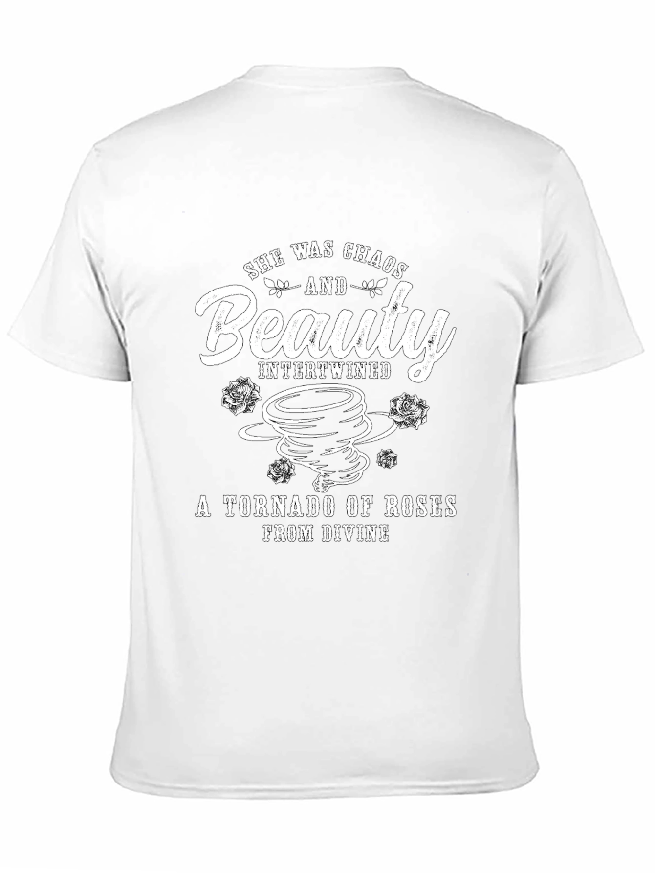 Black Chaos and Beauty Graphic Tee - Tornado of Roses Design view 11