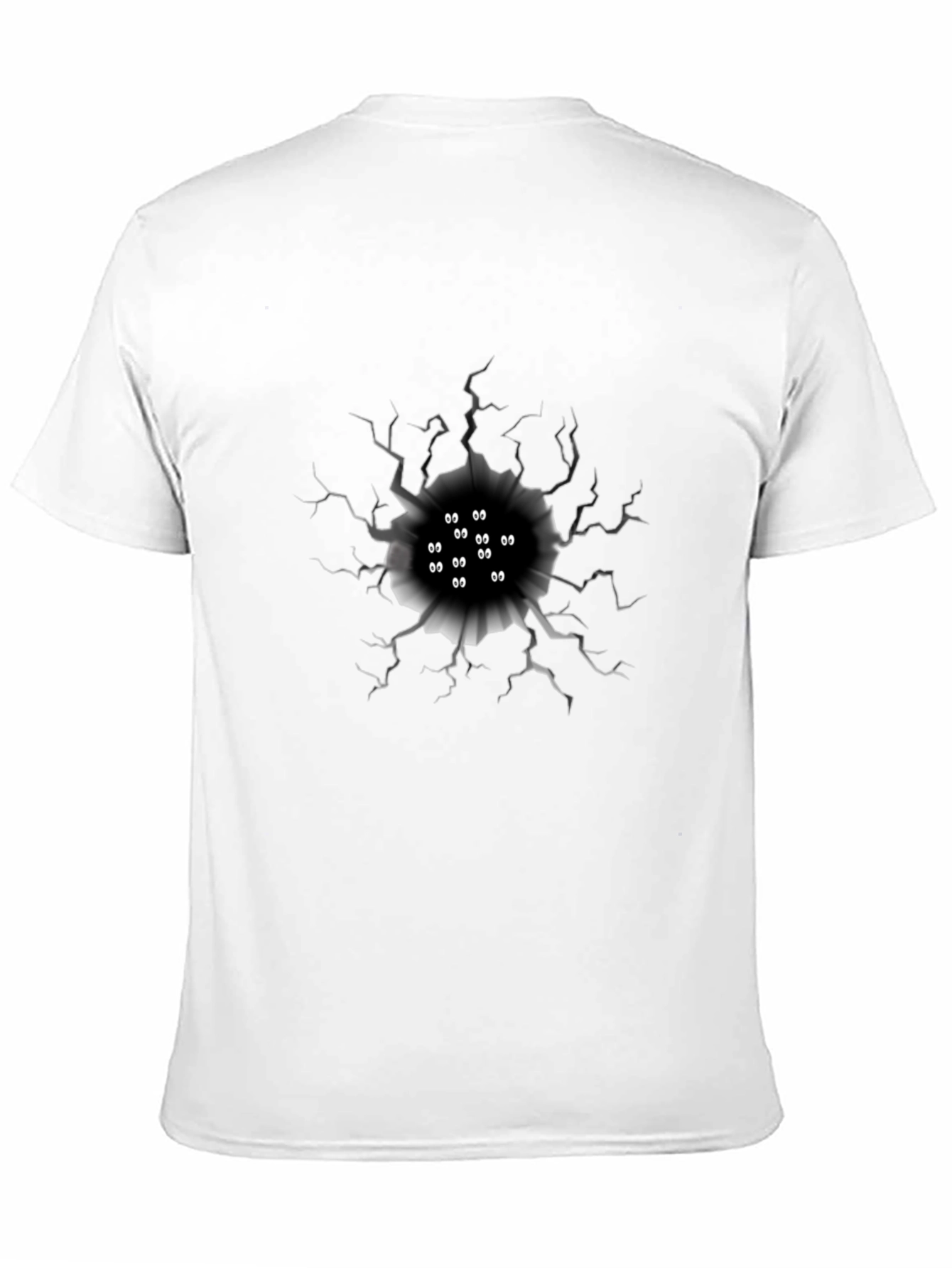 Black Mysterious Eye Hole Graphic T-Shirt view 11