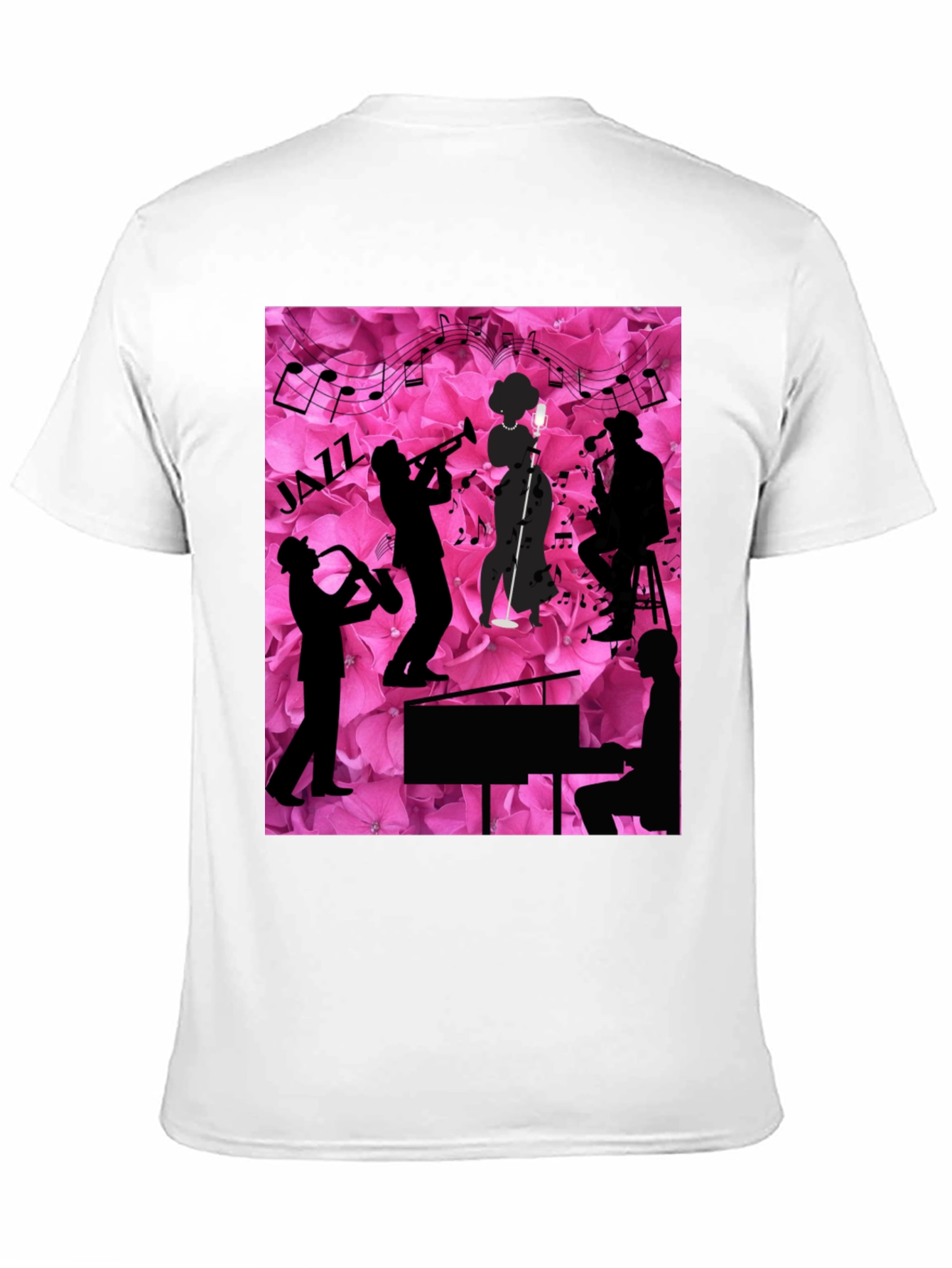 Black Jazzy Floral T-Shirt - Music Lover's Tee view 11