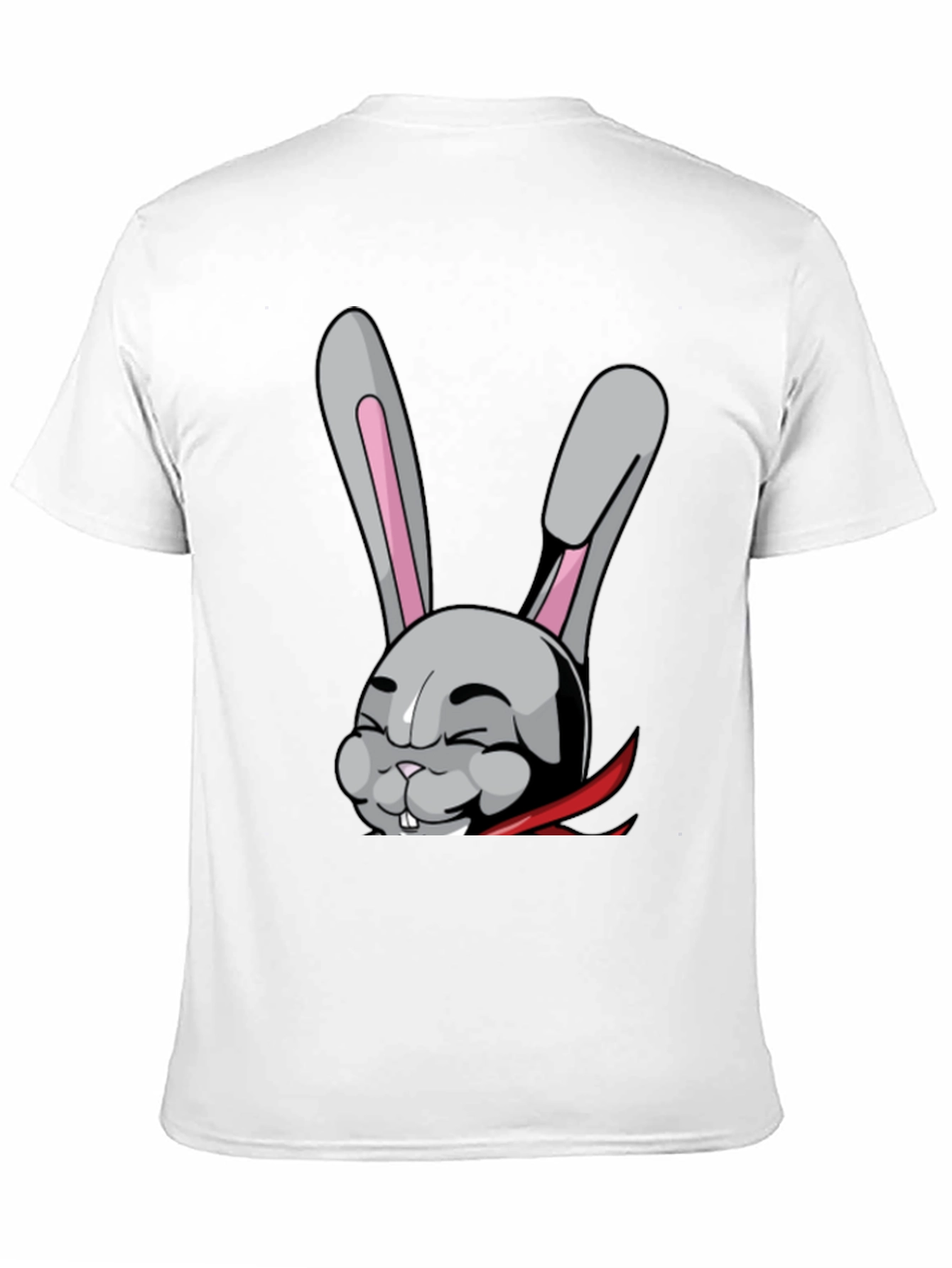 Black Black T-Shirt with Funny Cartoon Rabbit Design view 11