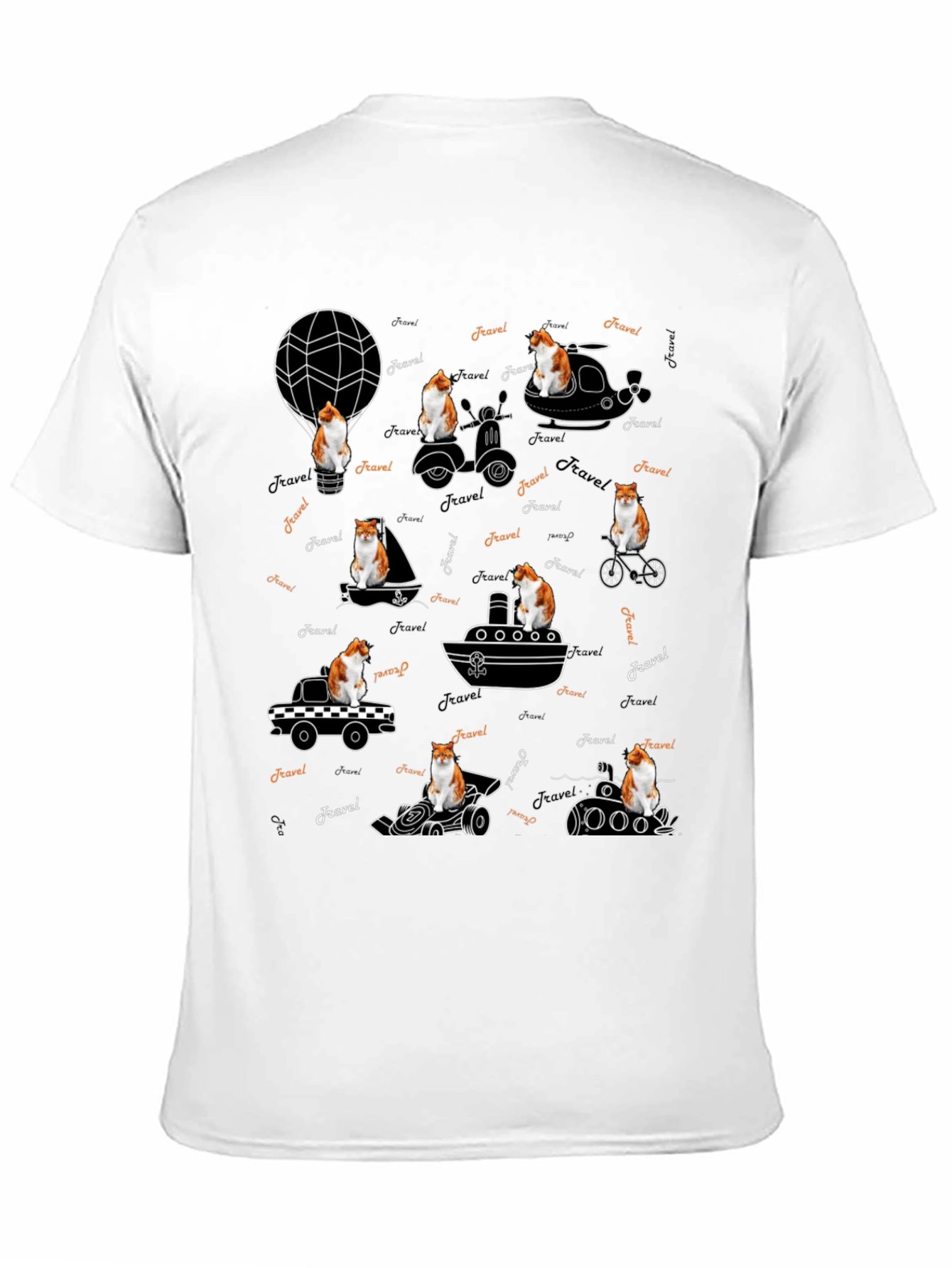 Black Travel Cat Graphic T-Shirt view 11