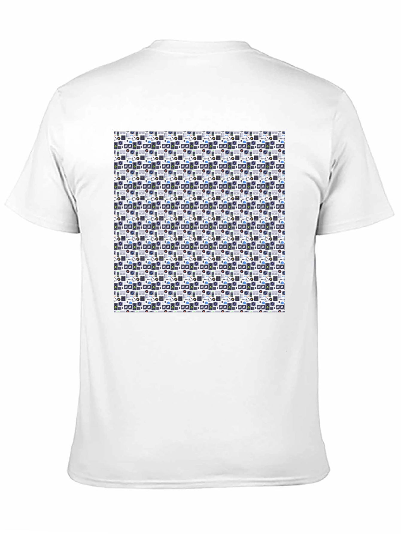 Black Retro Geometric Pattern Black T-Shirt view 11