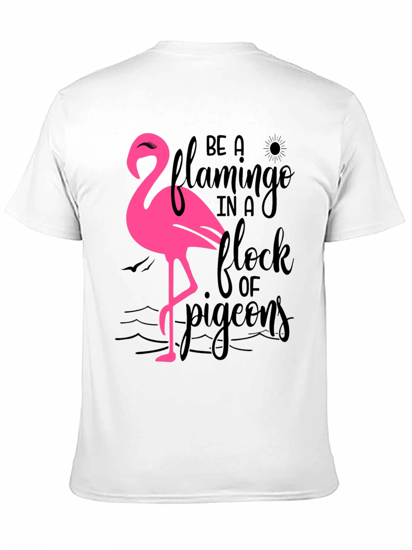 Black Be a Flamingo T-Shirt, Black Cotton Tee view 11