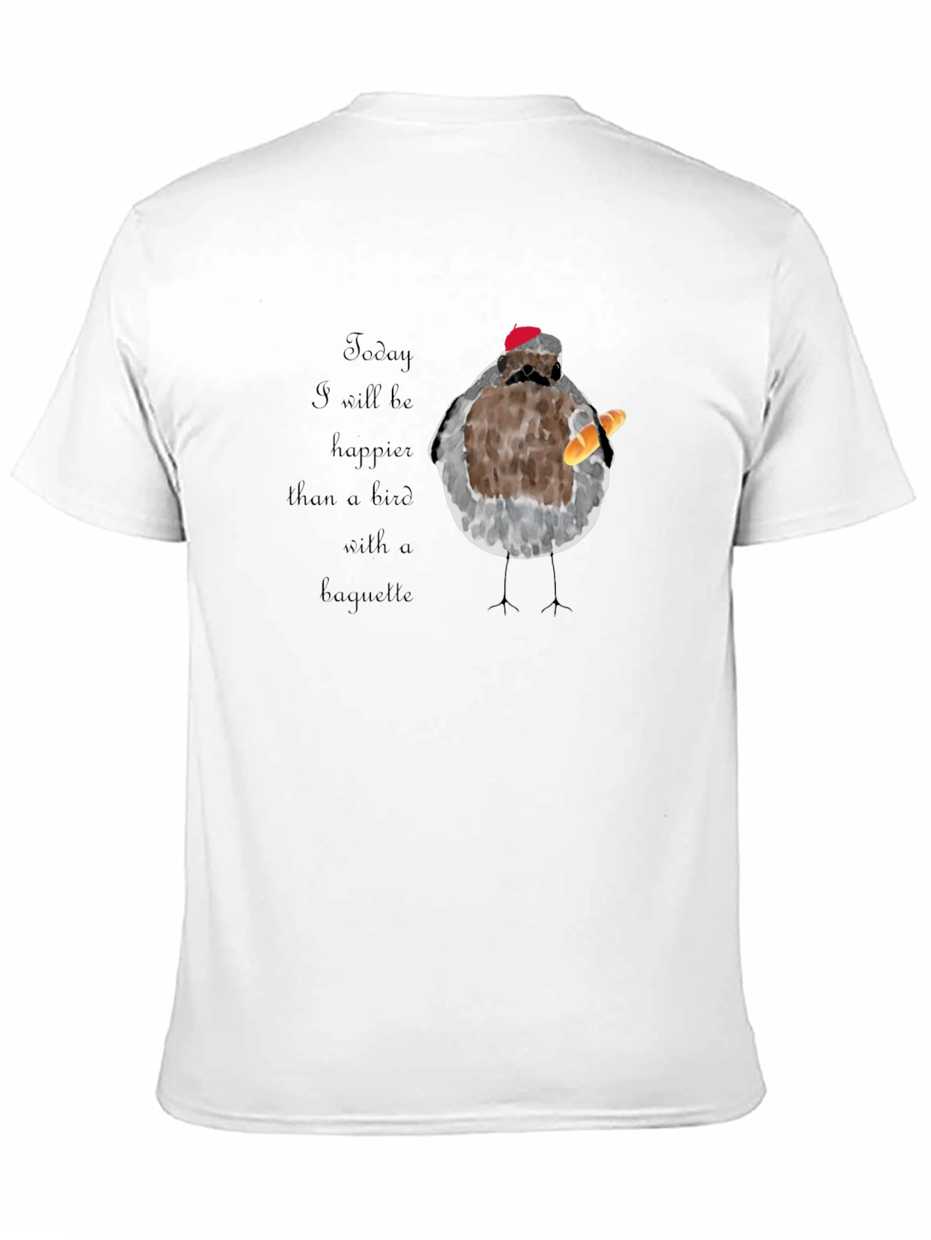 Black Bird with Baguette Graphic T-Shirt view 11