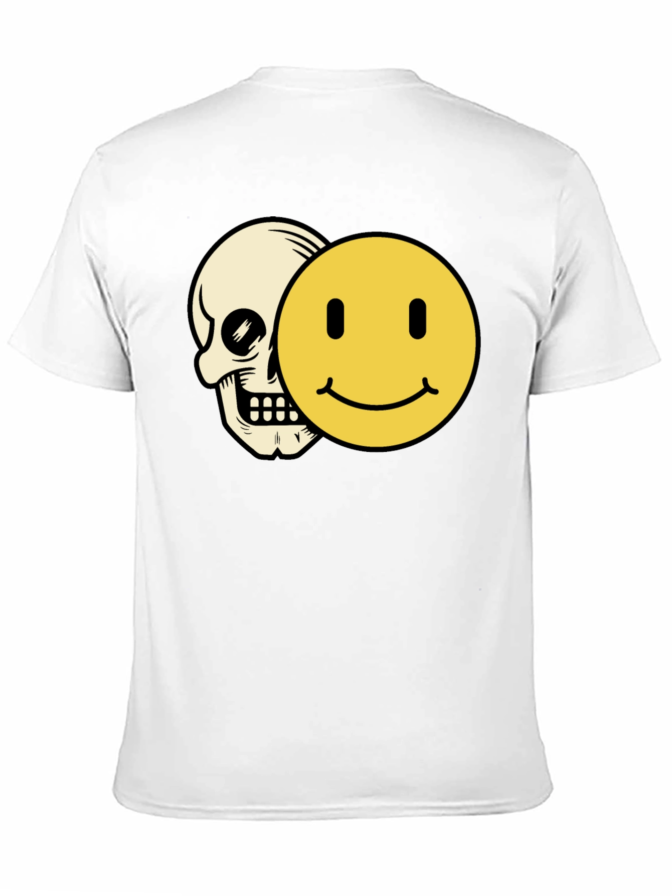Black Skull Smiley Face Graphic Tee - Black Cotton T-Shirt view 11
