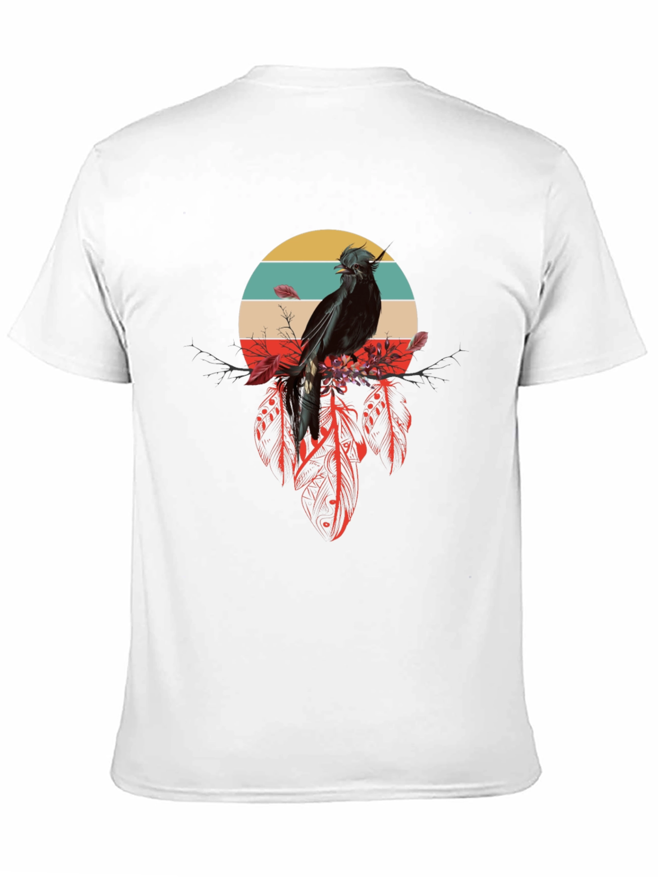 Black Raven Feather Dream T-Shirt - Retro Bird Design view 11