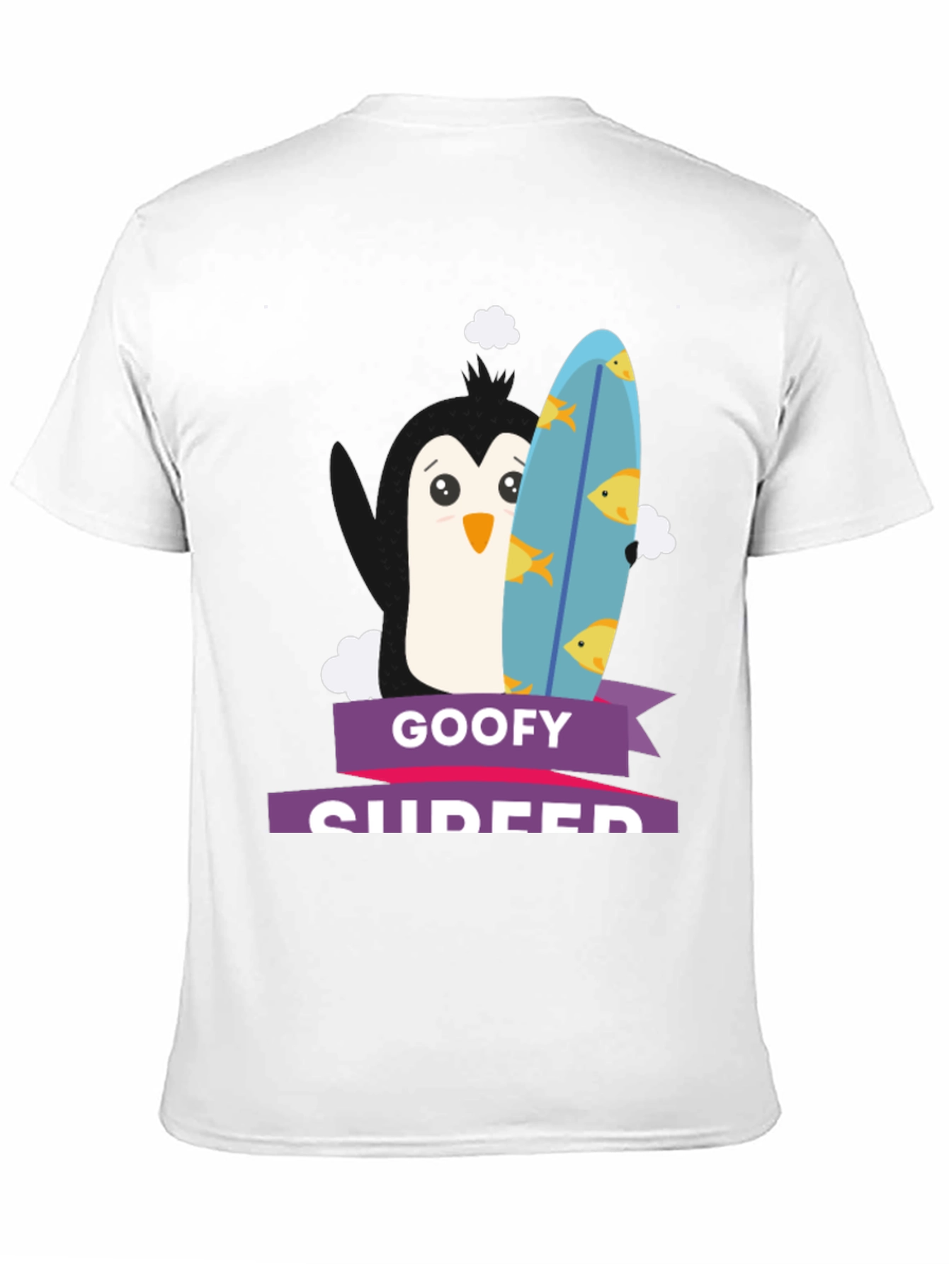 Goofy Surfer Penguin Graphic Tee - Black - 11