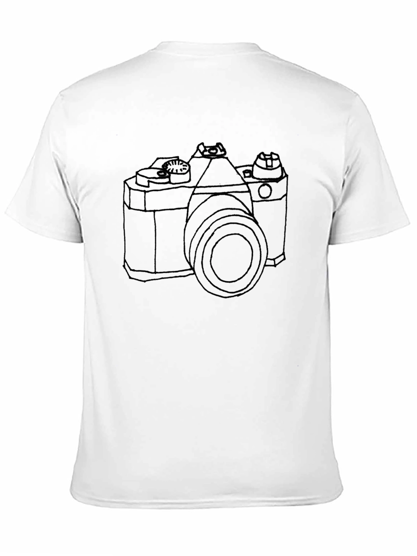 Black Retro Camera Outline T-Shirt - Black view 11