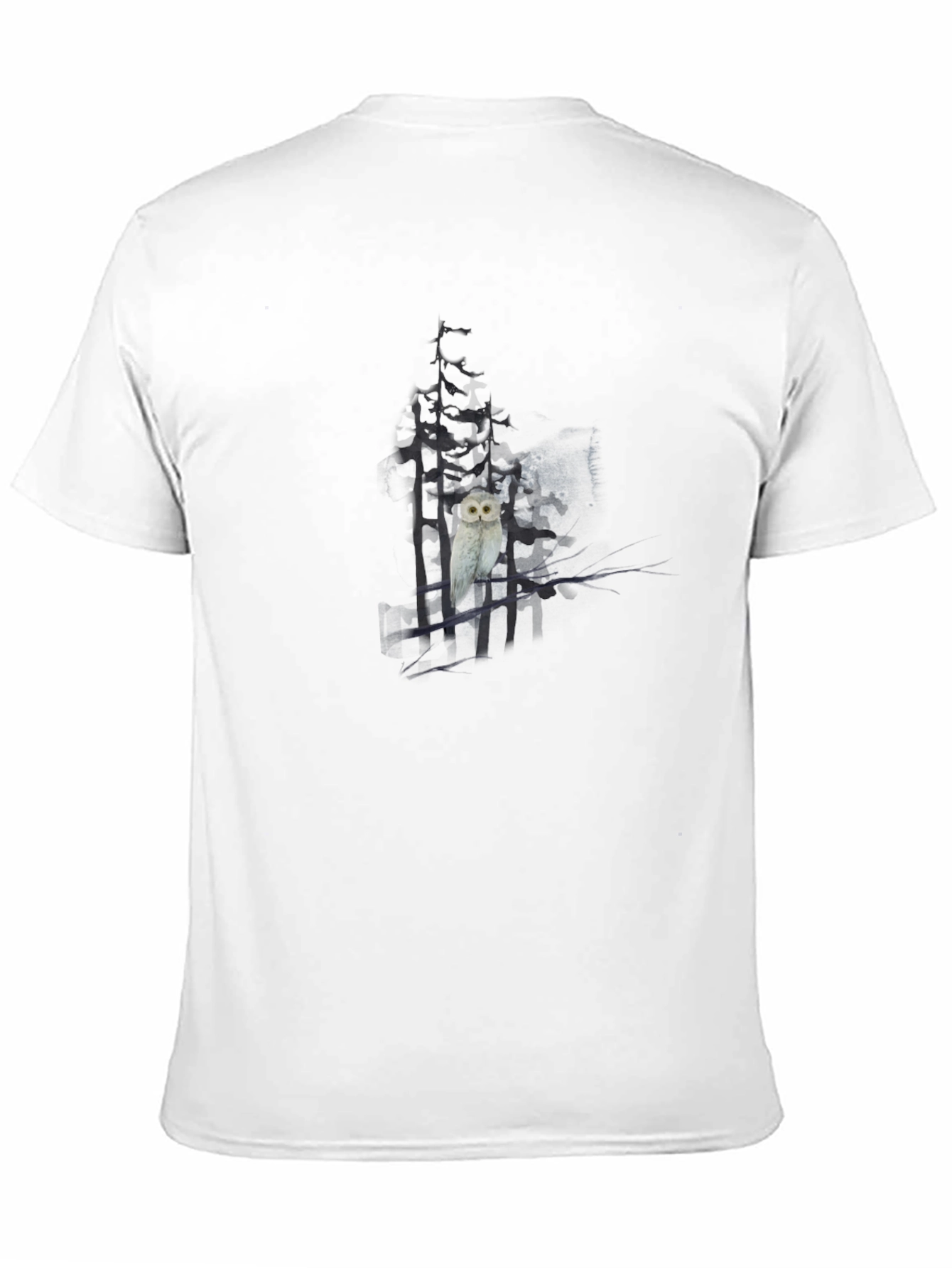 Black Owl in Forest Graphic Tee - Unisex Black T-Shirt view 11