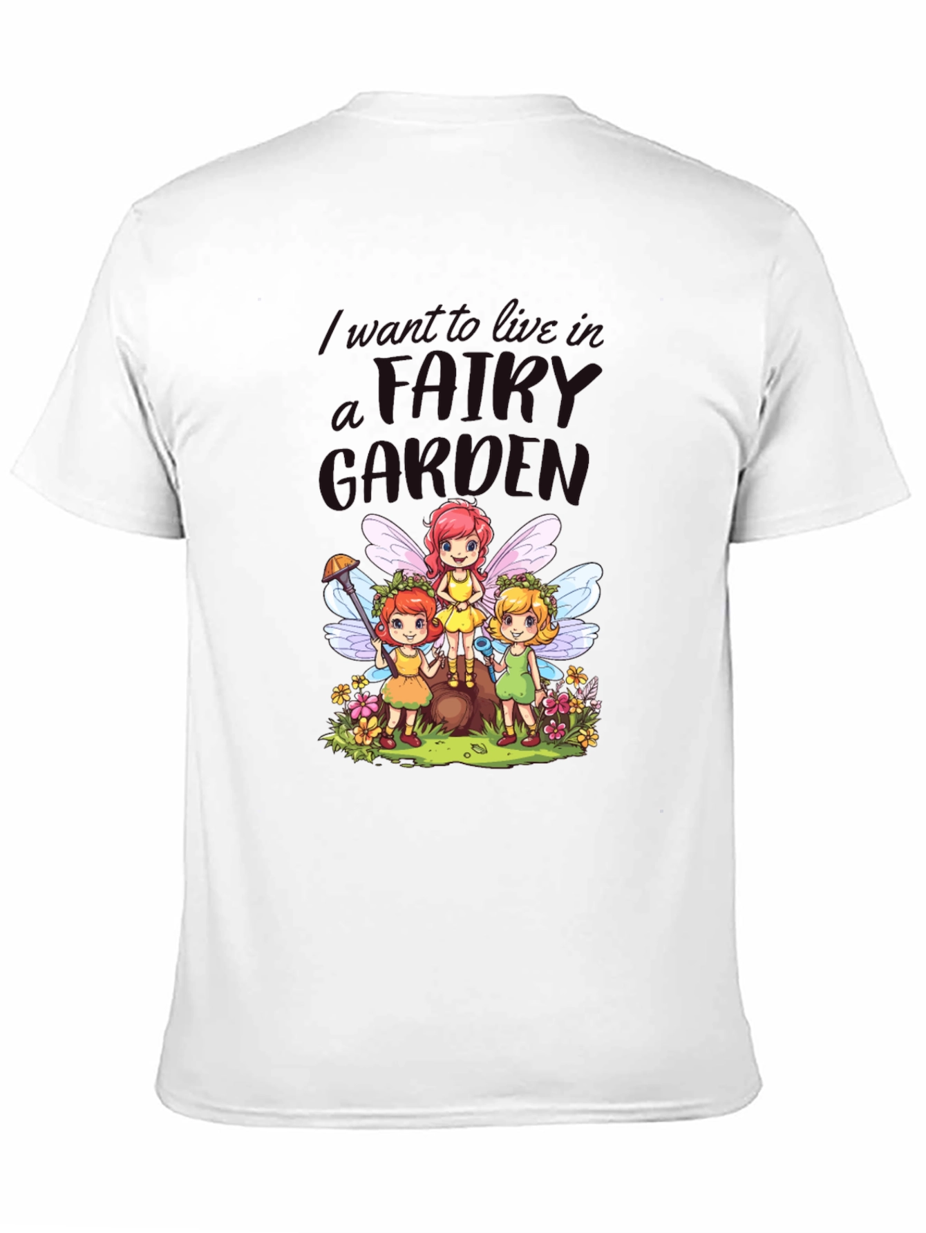 Black Fairy Garden Graphic Tee - Whimsical Fairies view 11