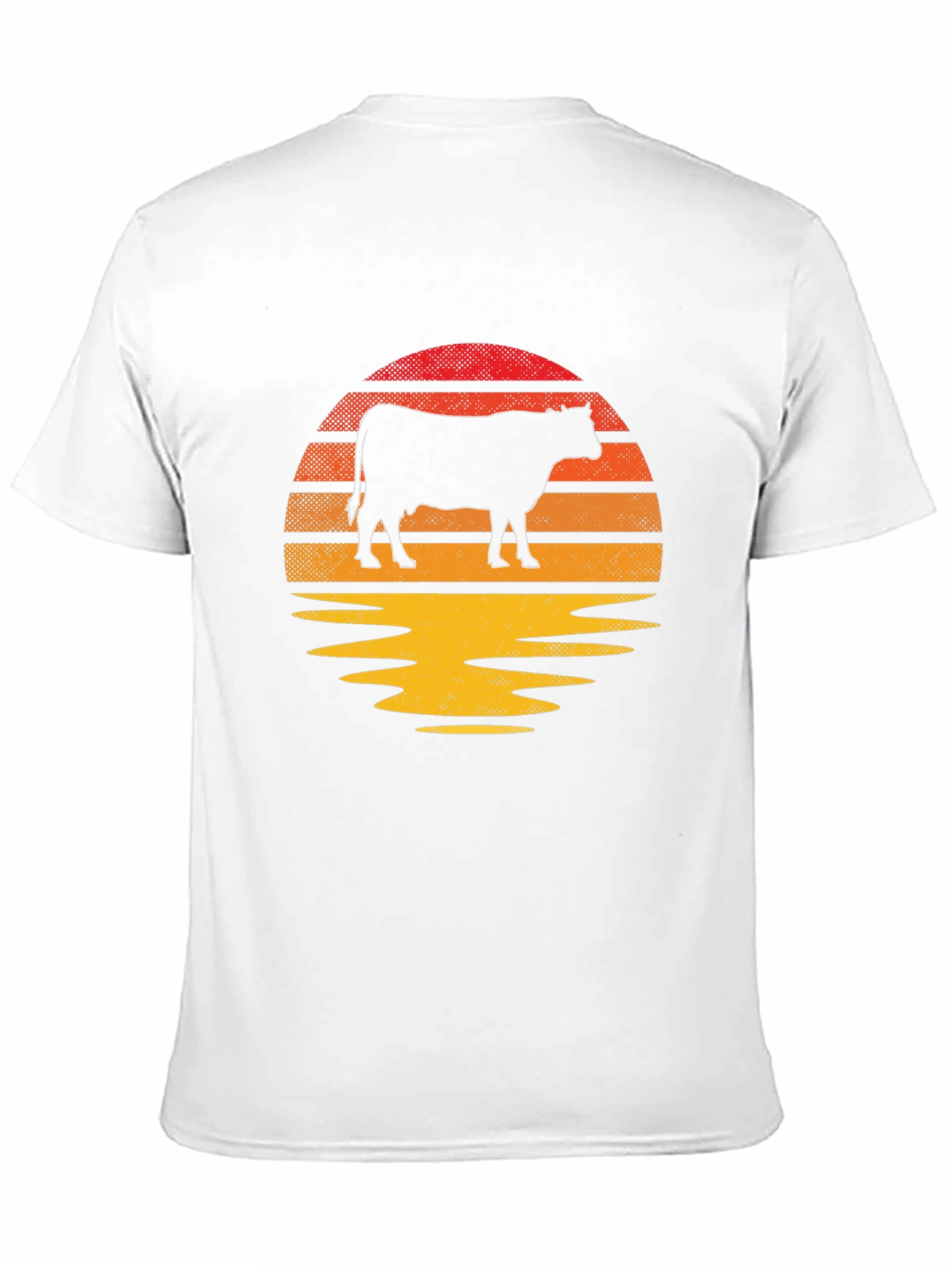Black Retro Cow Sunset Graphic T-Shirt view 11