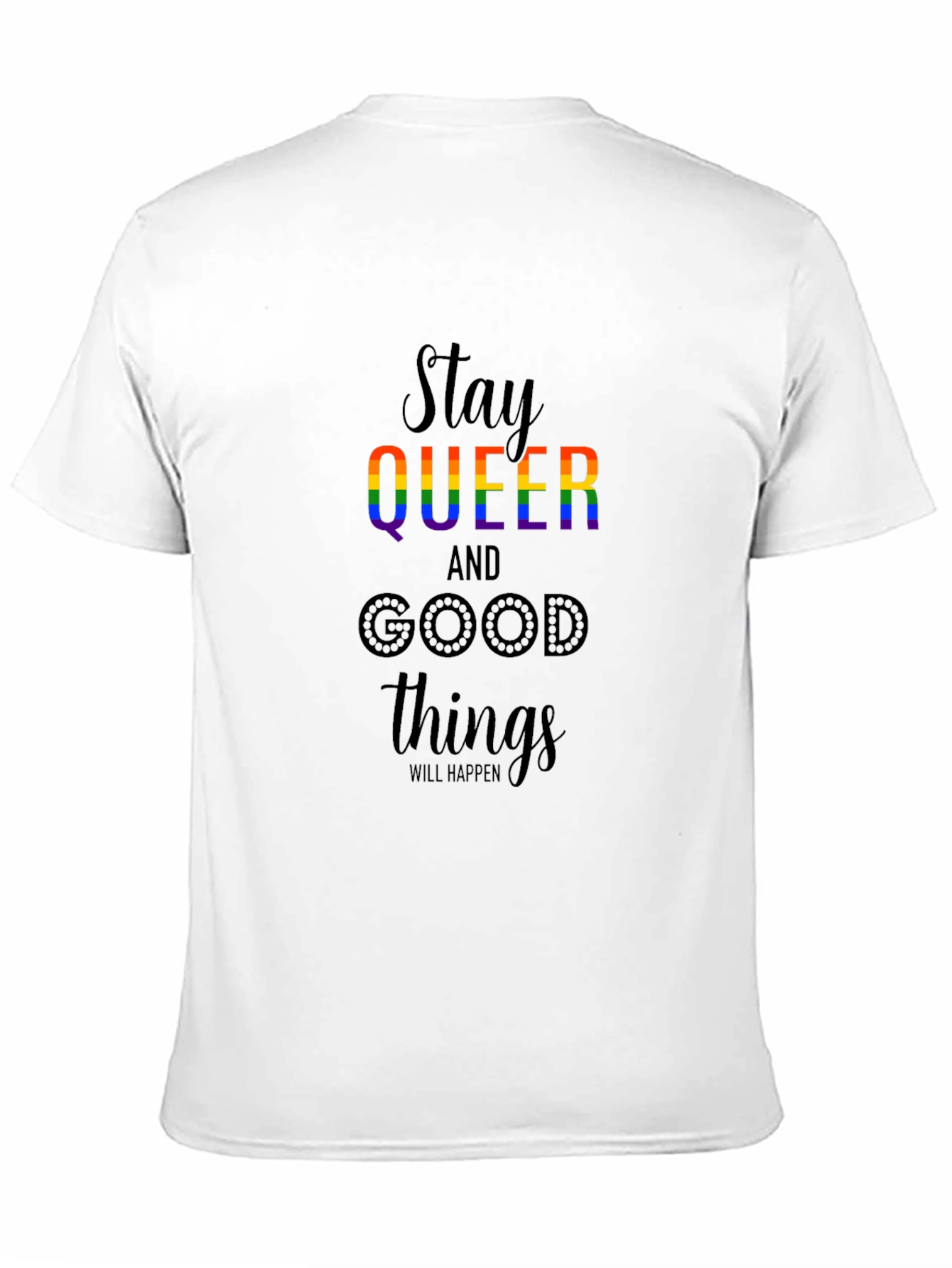 Black Stay Queer Rainbow Graphic T-Shirt view 11