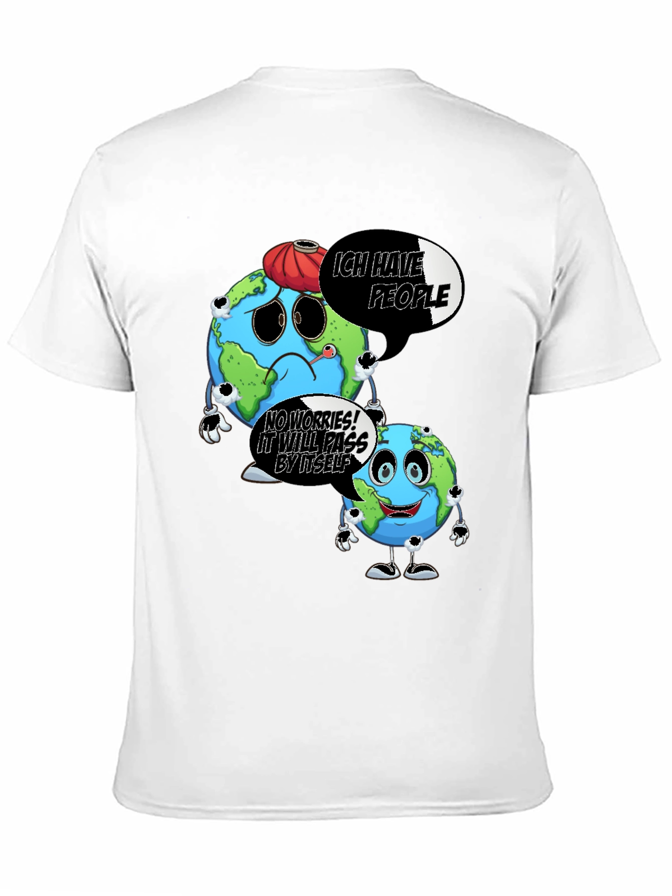 Black Cartoon Earth Graphic Black T-Shirt view 11