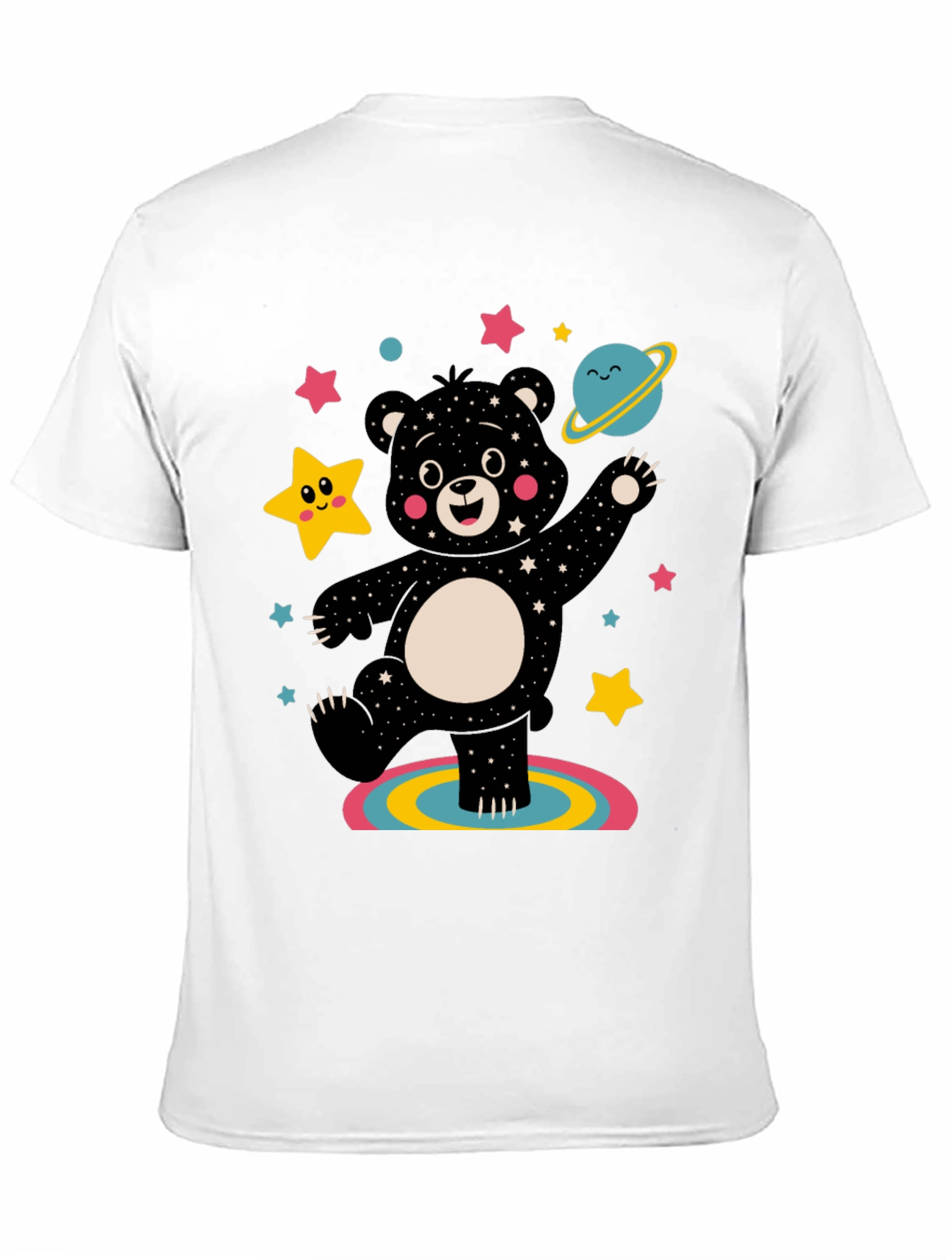 Black Cosmic Bear Graphic Tee - Black Unisex Shirt view 11