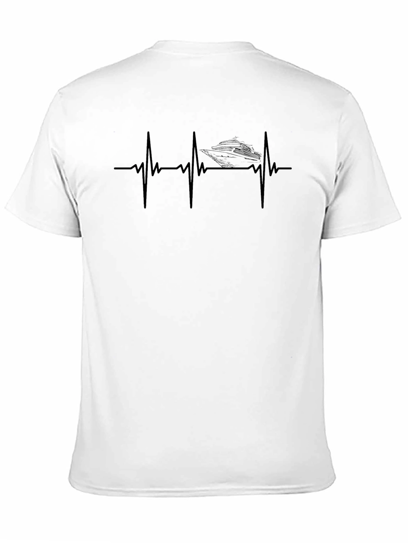 Black Boat Heartbeat Graphic Tee - Boating Lover T-Shirt view 11