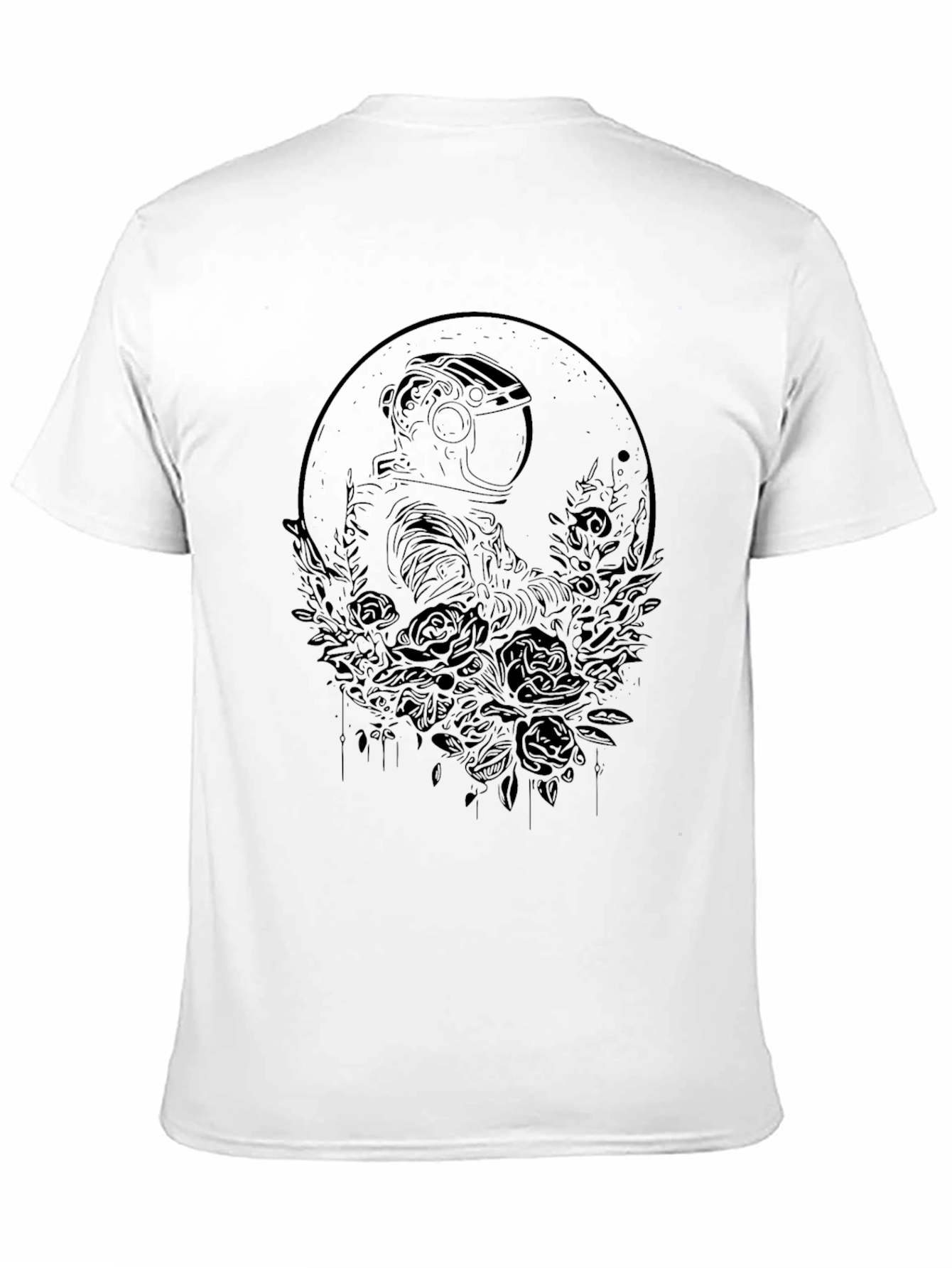 Black Astronaut & Roses Black Graphic Tee - Unisex view 11