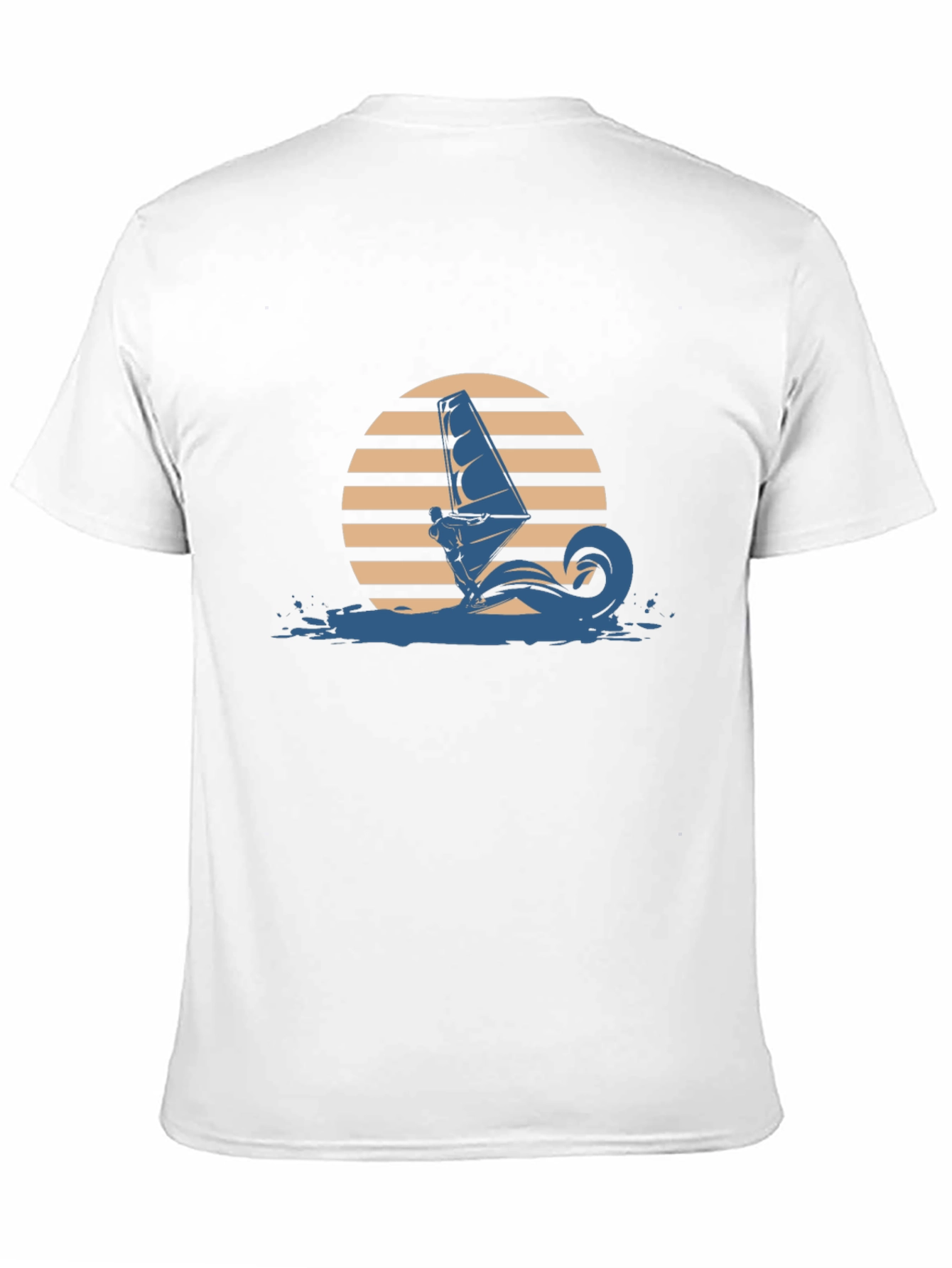 Black Retro Windsurfer Graphic Tee - Black Cotton T-Shirt view 11