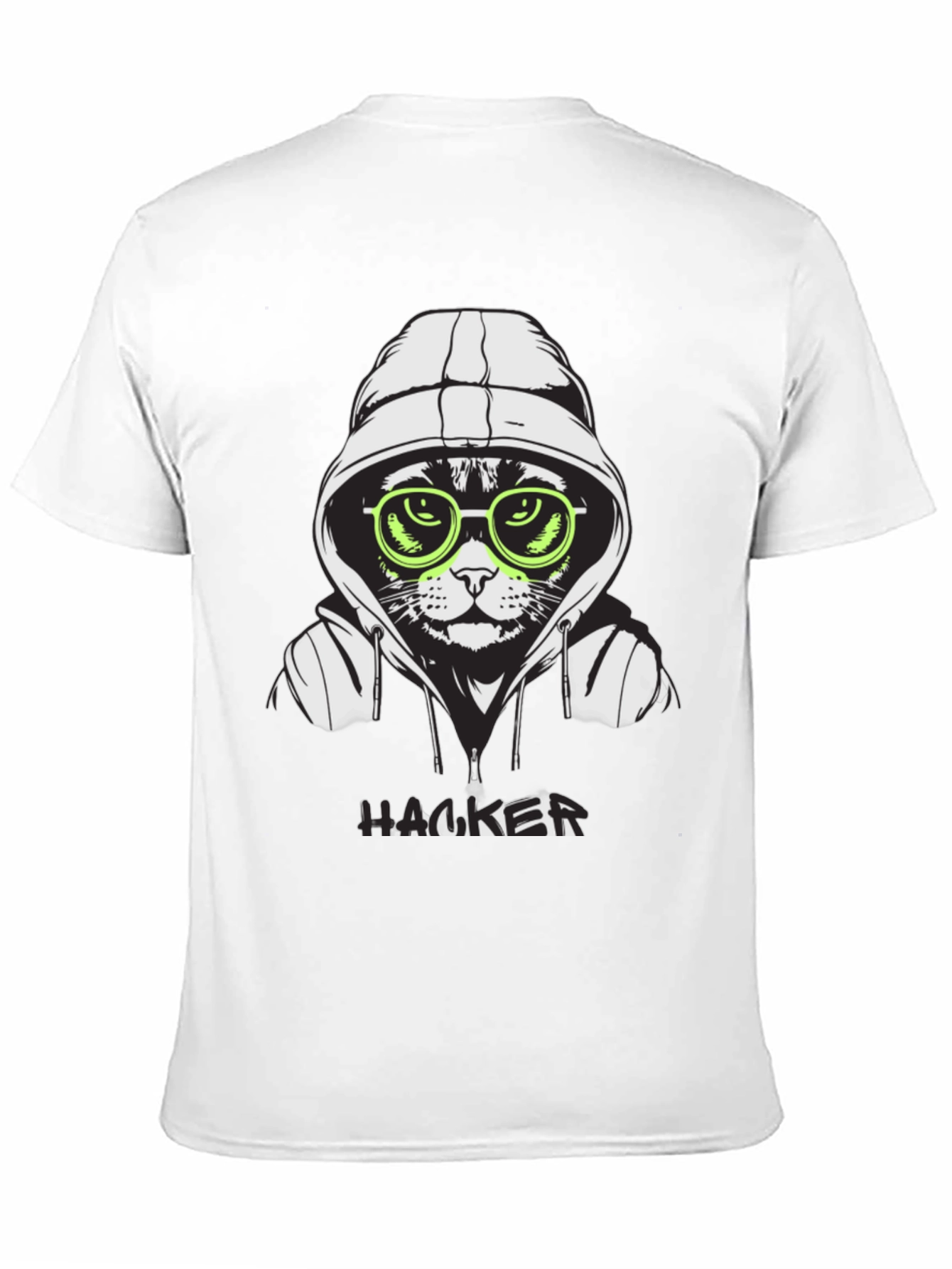Black Hacker Cat T-Shirt - Cool Graphic Tee view 11
