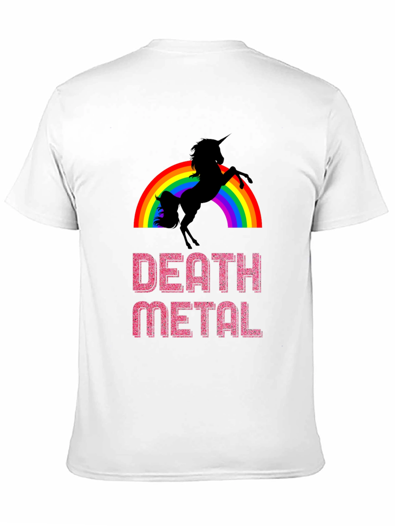 Black Death Metal Unicorn Rainbow Graphic Tee view 11