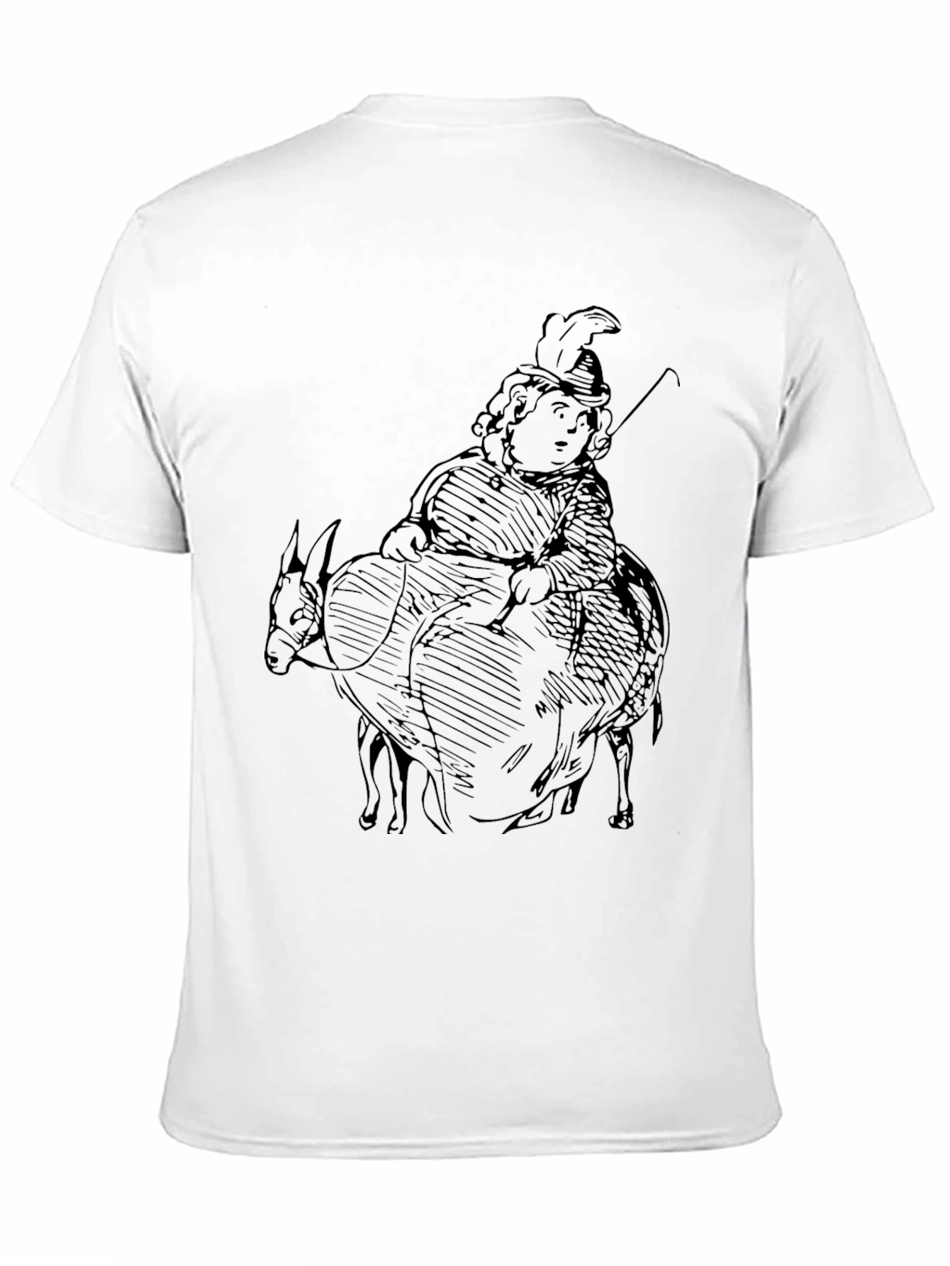 Black Men's Black T-Shirt with Humorous Donkey Rider Graphic view 11