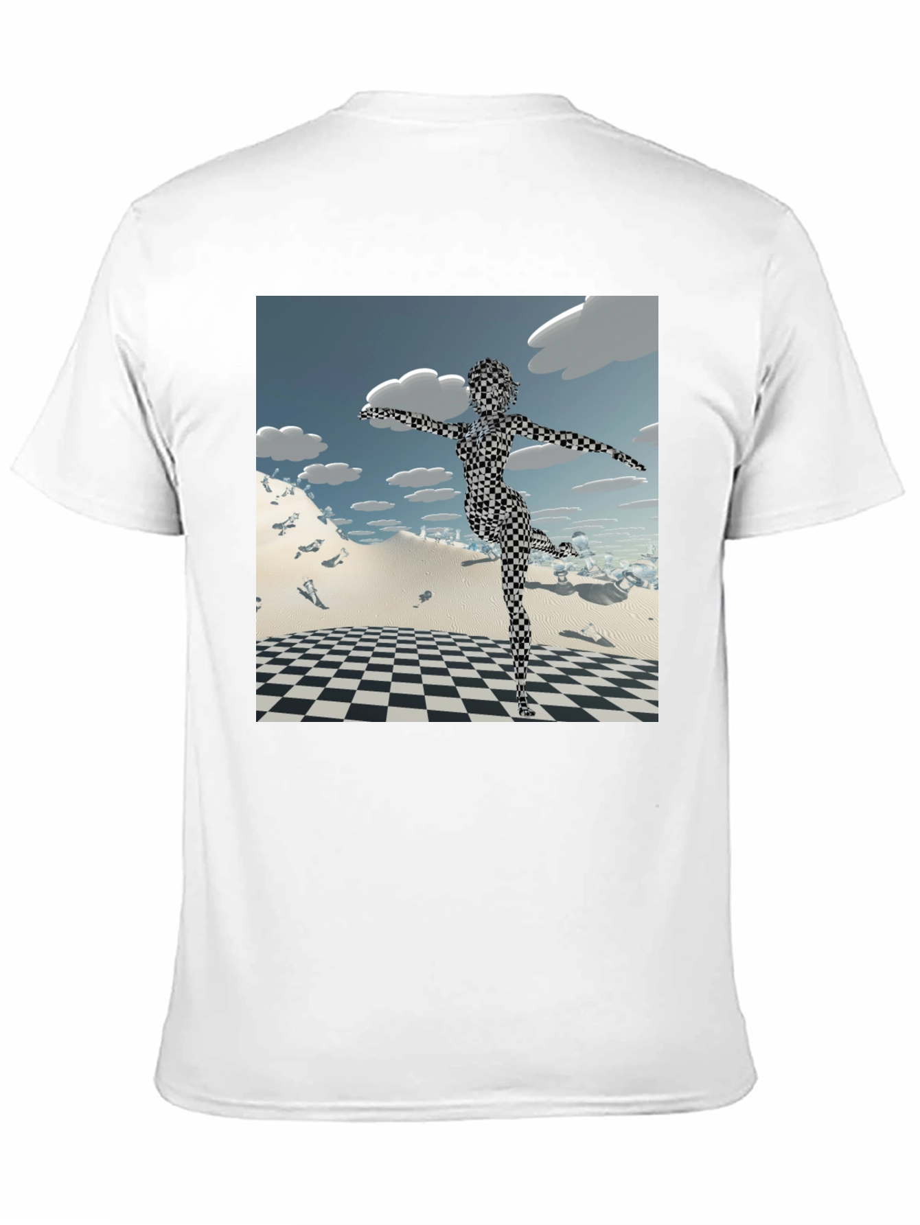 Black Abstract Black Tee: Checkered Figure view 11