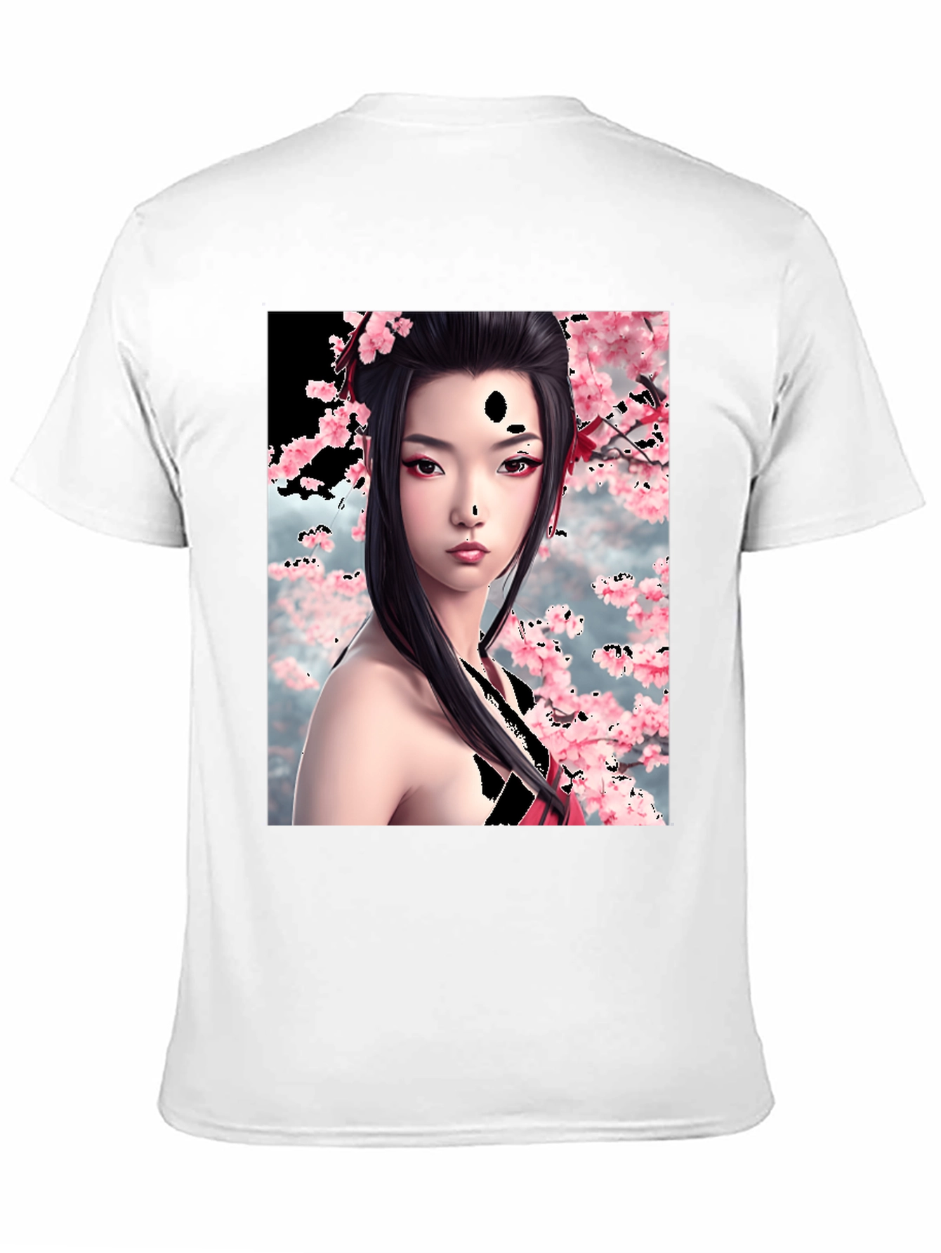 Black Geisha Cherry Blossom Graphic T-Shirt view 11