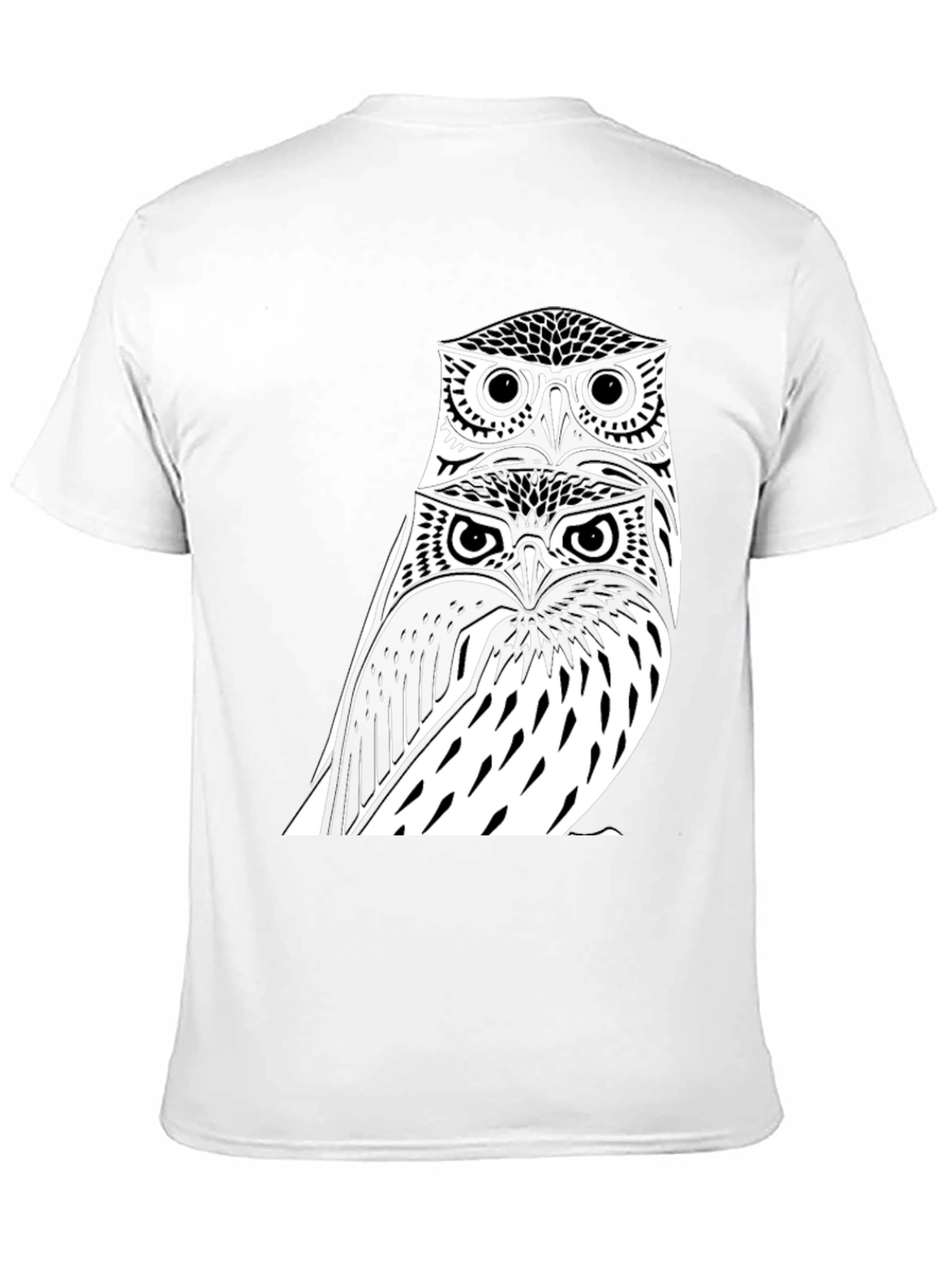 Black Stacked Owl Graphic Tee - Black Cotton Blend view 11