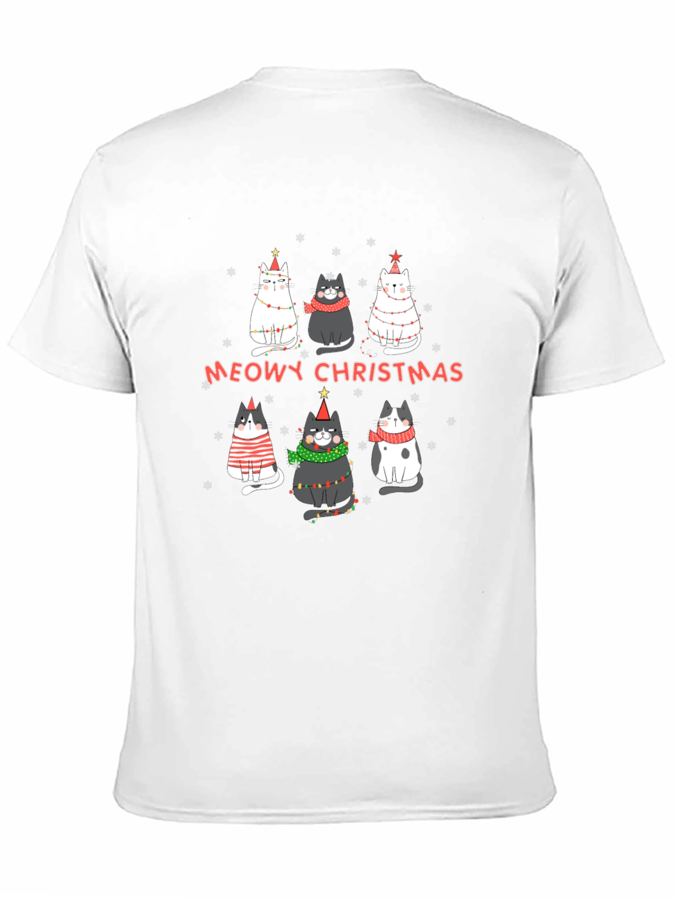 Black Meowy Christmas Cats Graphic T-Shirt view 11