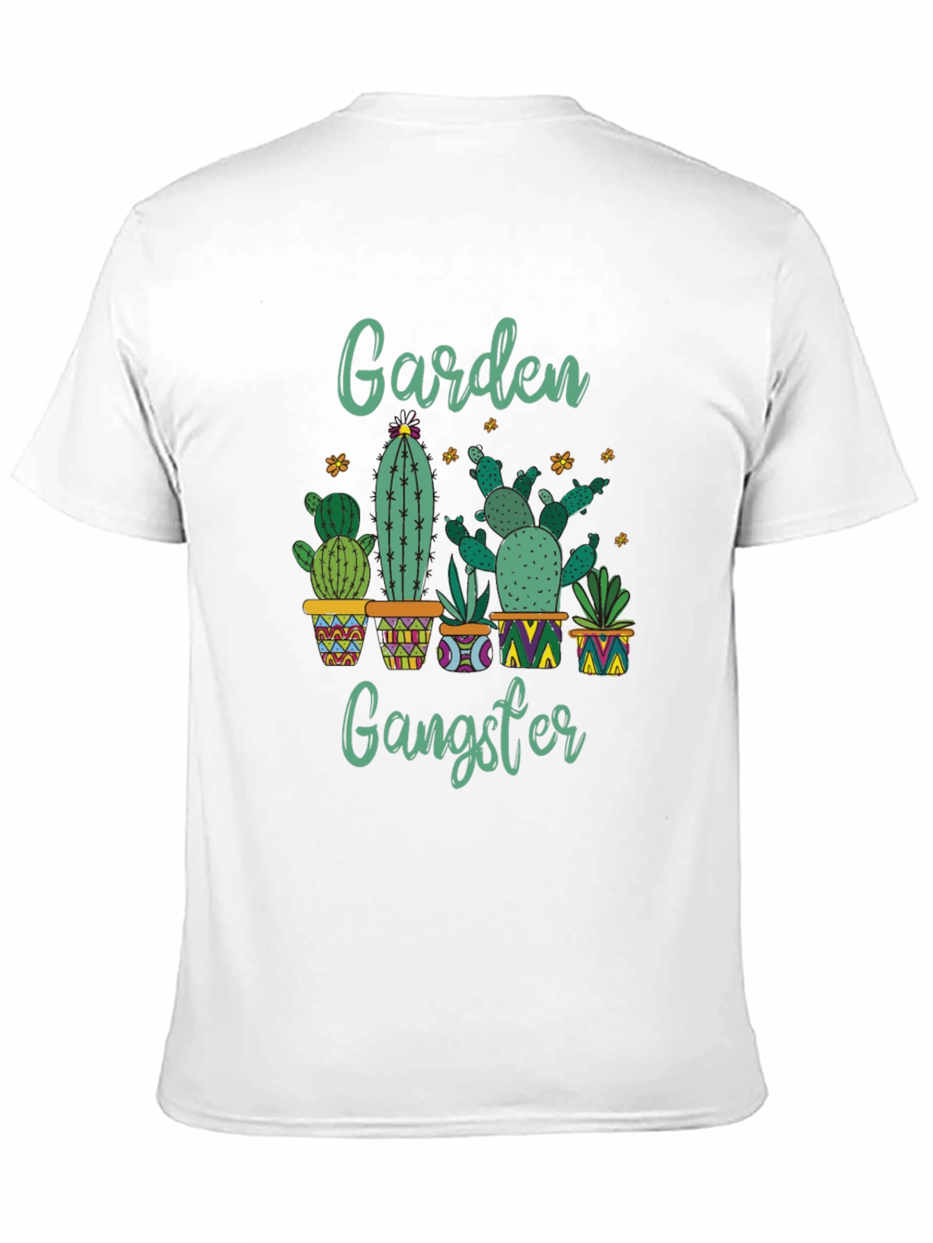 Black Garden Gangster Cactus T-Shirt - Quirky Plant Lover Tee view 11